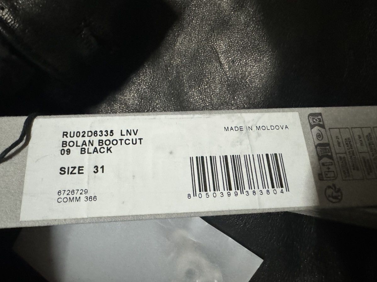 Rick Owens RICK OWENS Black Porterville Bolan Leather Trousers Pants Size US 31 - 14 Thumbnail
