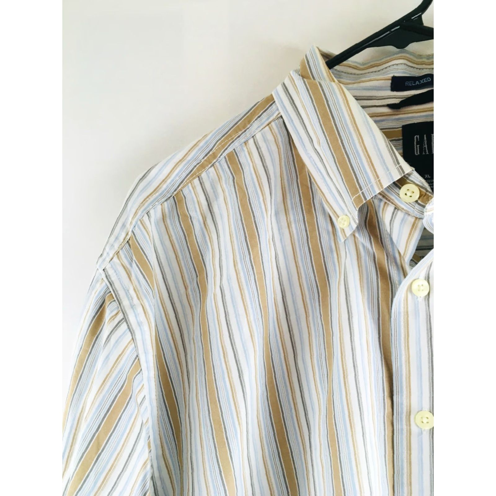 Gap Gap Shirt Button-Down XL Men Brown Black Striped Long Sleeve Casual Formal Regular Collar-Down Mens Size US XL / EU 56 / 4 - 3 Thumbnail