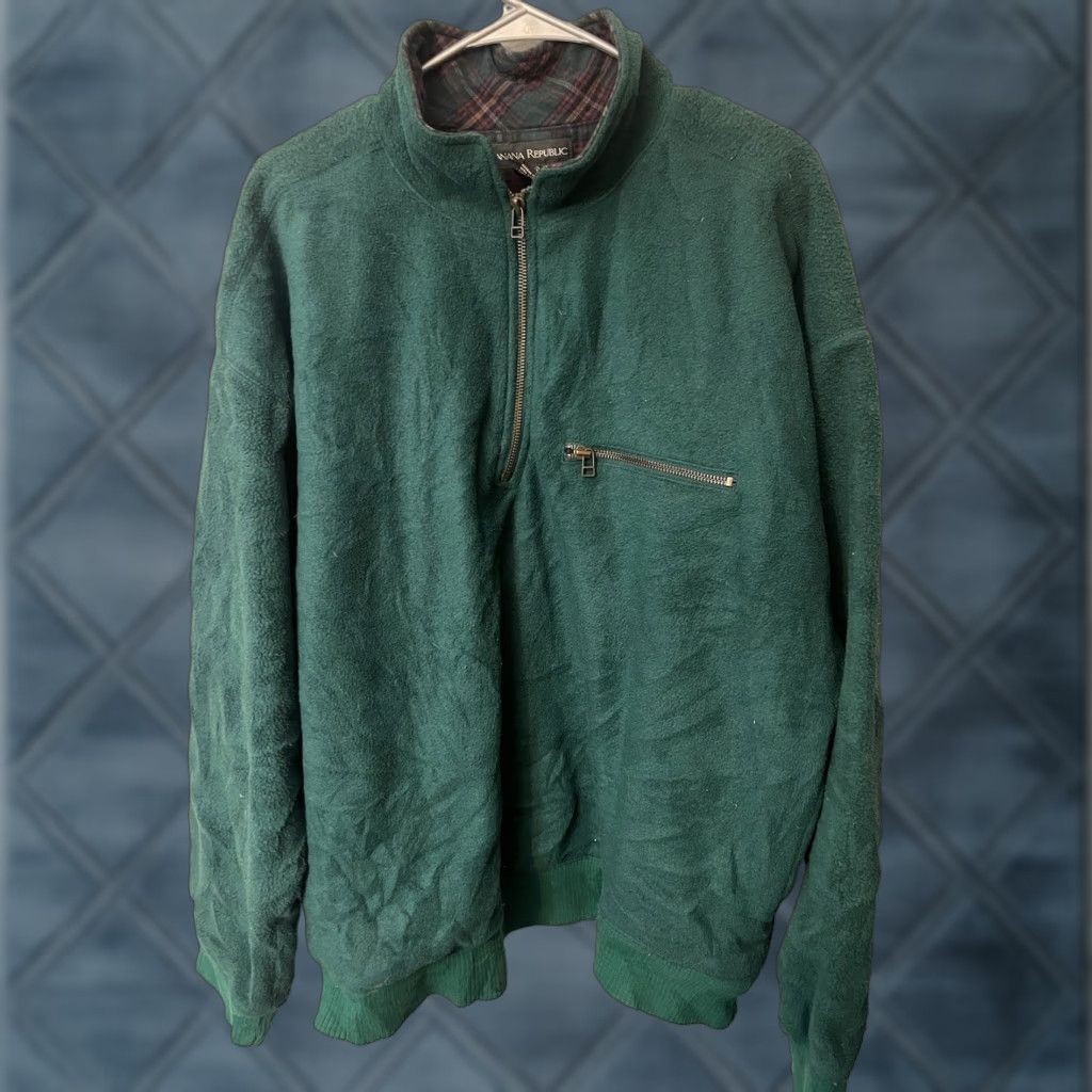 Banana Republic VINTAGE Banana Republic 1/4 Zip Fleece Shacket Shirt Unisex Adults XL Green Size US XL / EU 56 / 4 - 1 Thumbnail