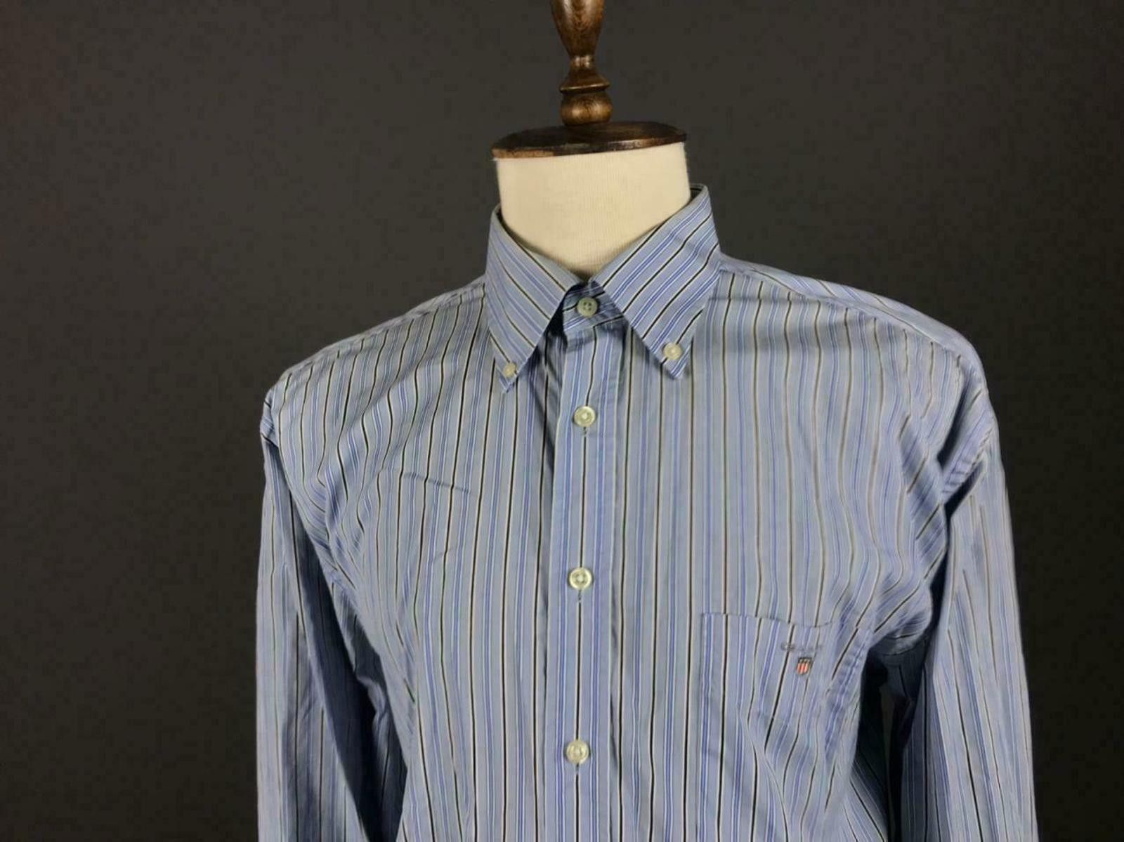 Gant Men Gant Mercer Poplin Blue Striped Oxford Shirt Size XL Size US XL / EU 56 / 4 - 2 Thumbnail