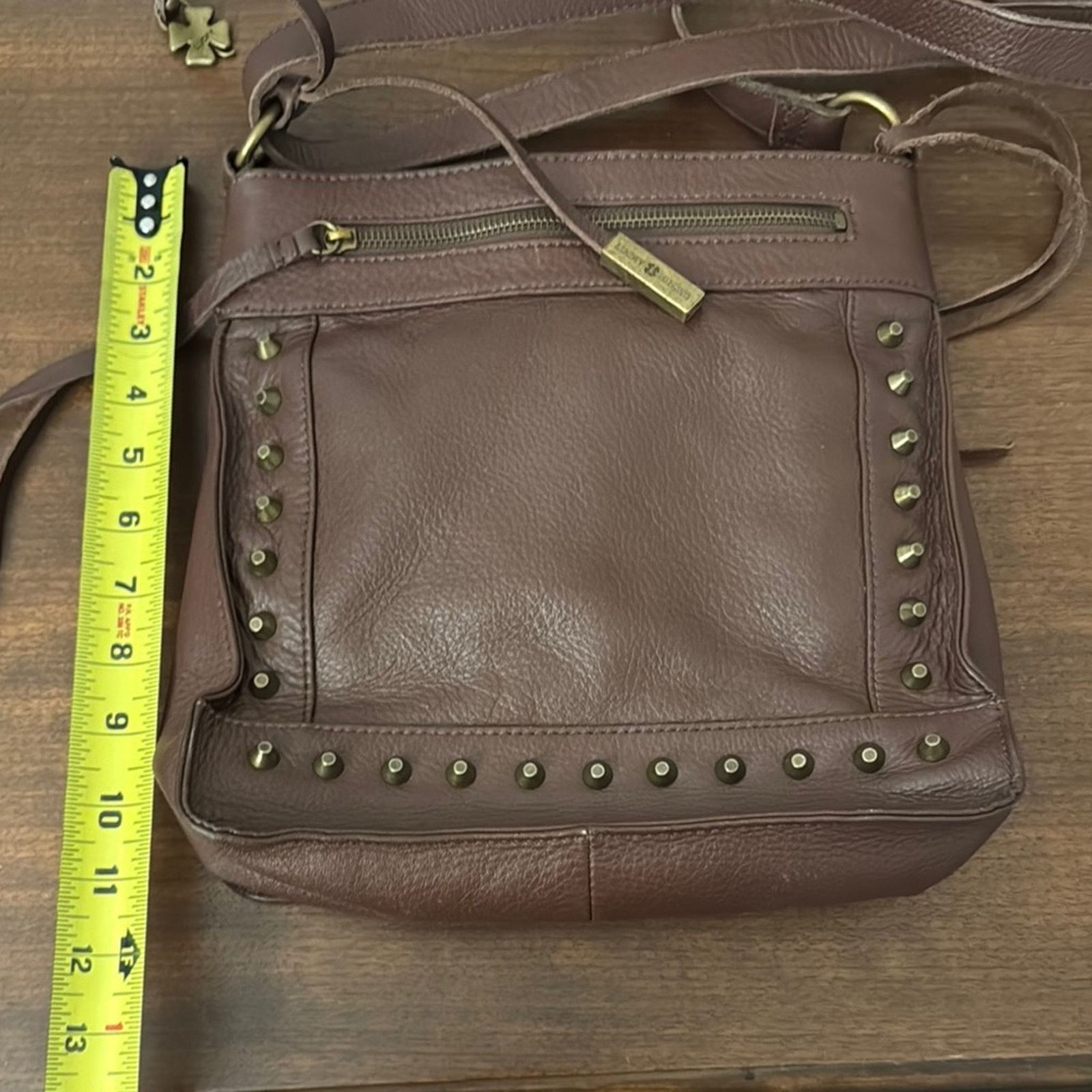 Lucky Brand Lucky Brand Dixie Brown Leather Studded Crossbody Purse Size ONE SIZE - 6 Thumbnail