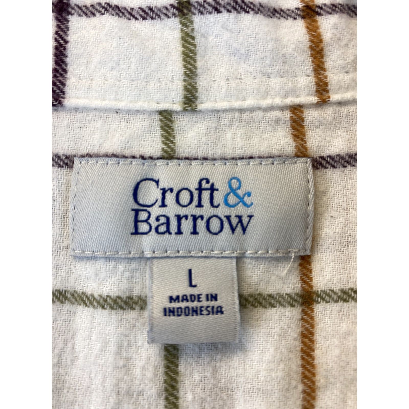 Croft & Barrow Men's Dress Shirt Long Sleeve Button Down Plaid L 77-23