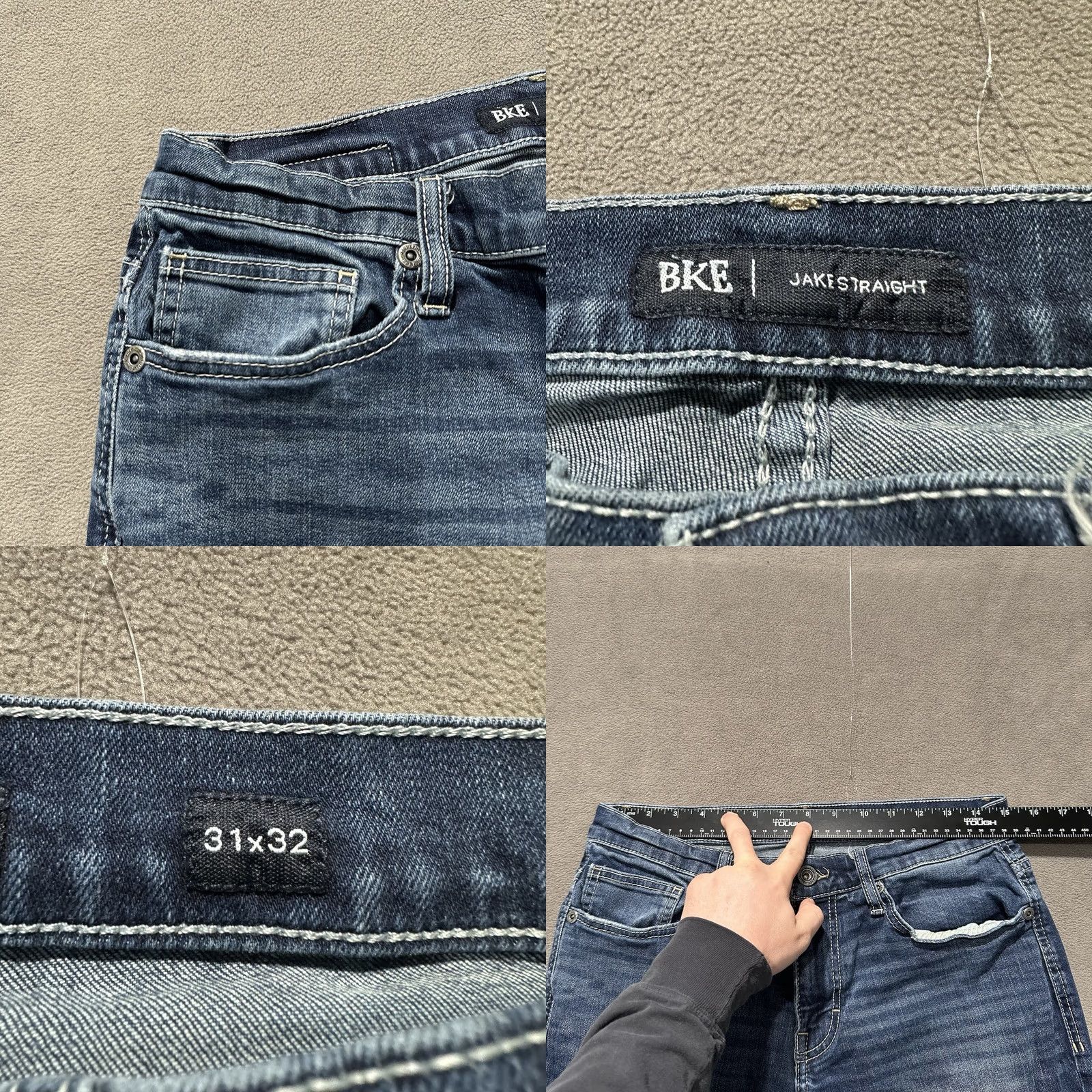 Vintage BKE Jake Jeans Mens 31x32 (30x30) Blue Straight Leg Denim Medium Wash Faded FUC Size US 31 - 10 Thumbnail