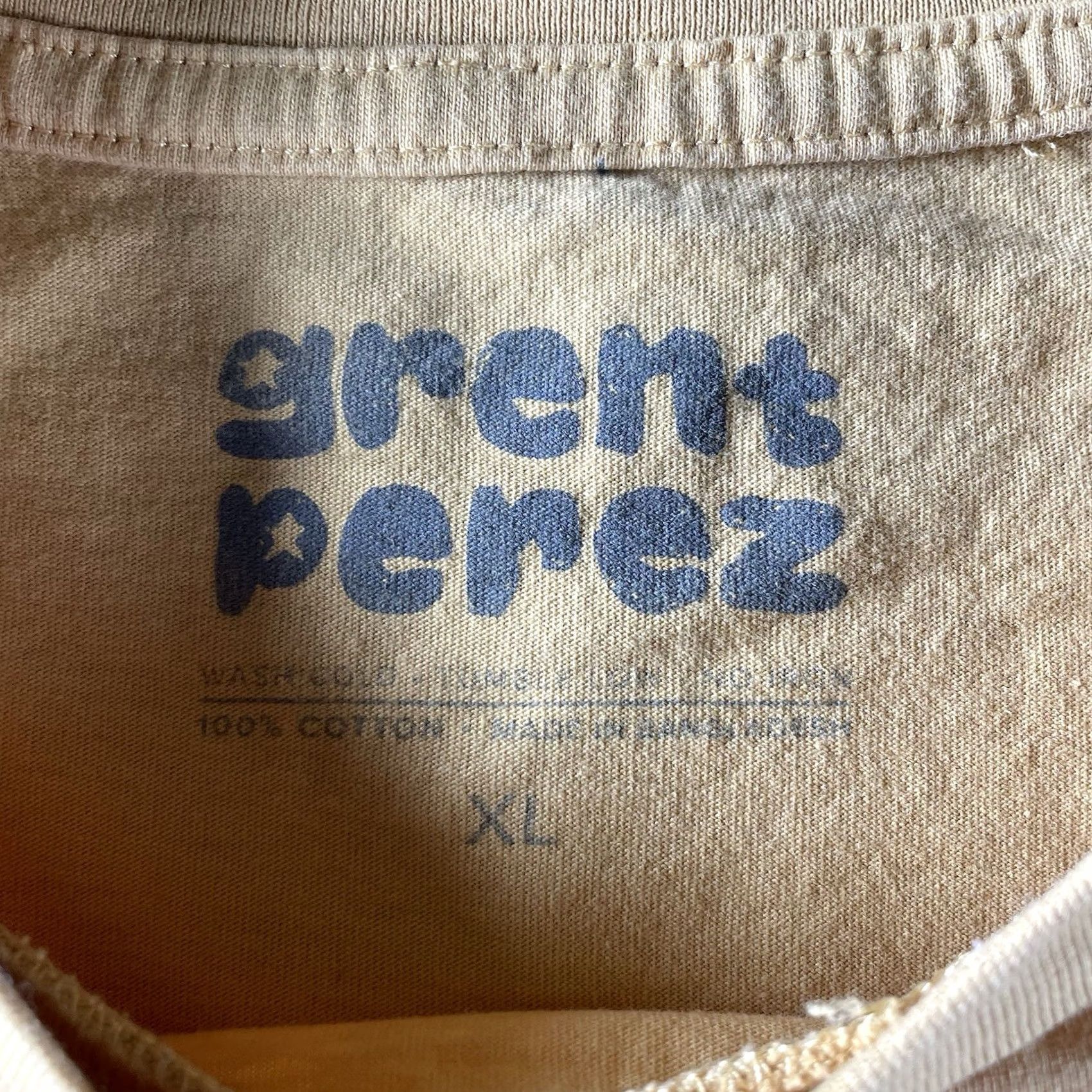 XLIM Grent Perez Shirt Men’s XL Yellow Cotton Crew Neck Short Sleeve Logo Rock Indie 90s Grent Perez Mens Size US XL / EU 56 / 4 - 2 Thumbnail