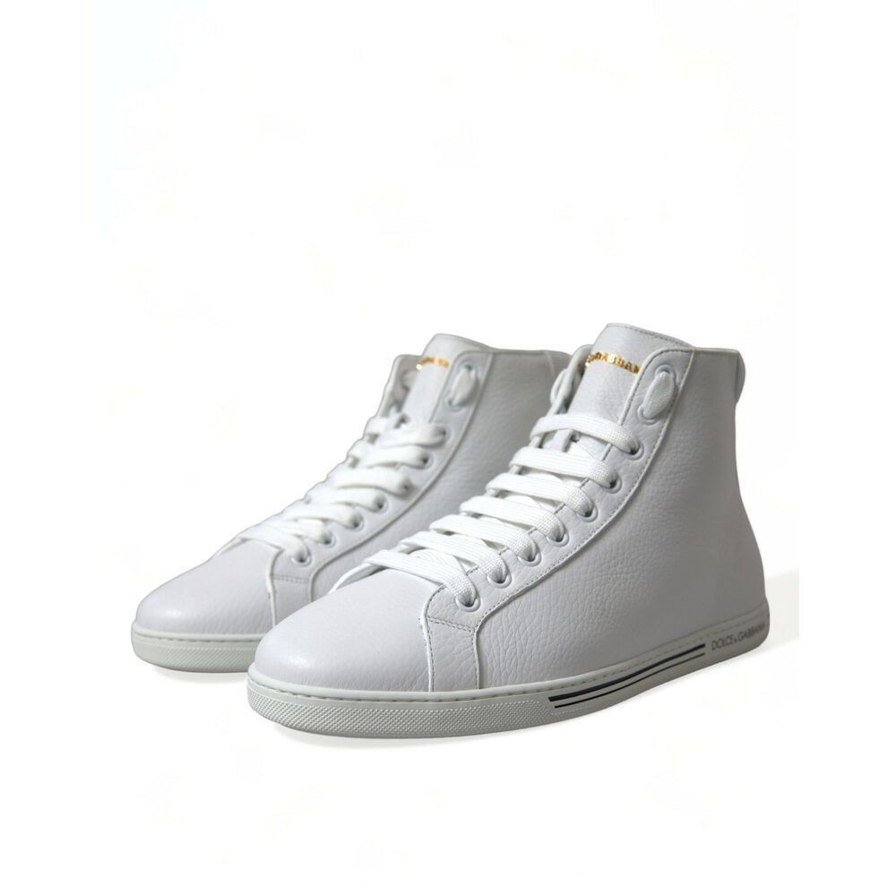 Dolce & Gabbana Dolce & Gabbana Elegant White Leather High Top Sneakers Size US 7 / EU 40 - 3 Thumbnail