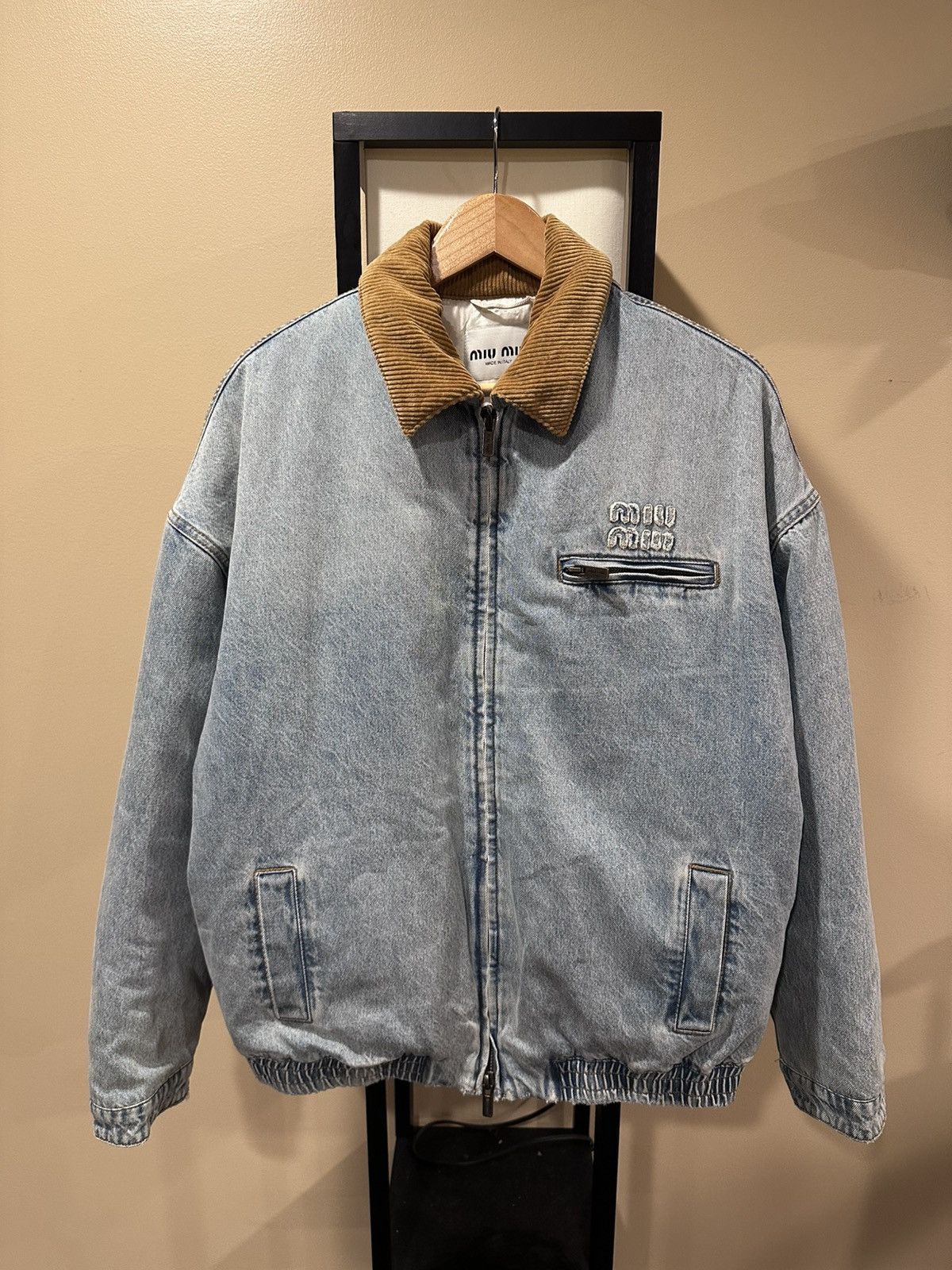 Miu Miu Miu Miu FW24 Corduroy Collar Light Wash Denim Jacket Size US L / EU 52-54 / 3 - 20 Thumbnail