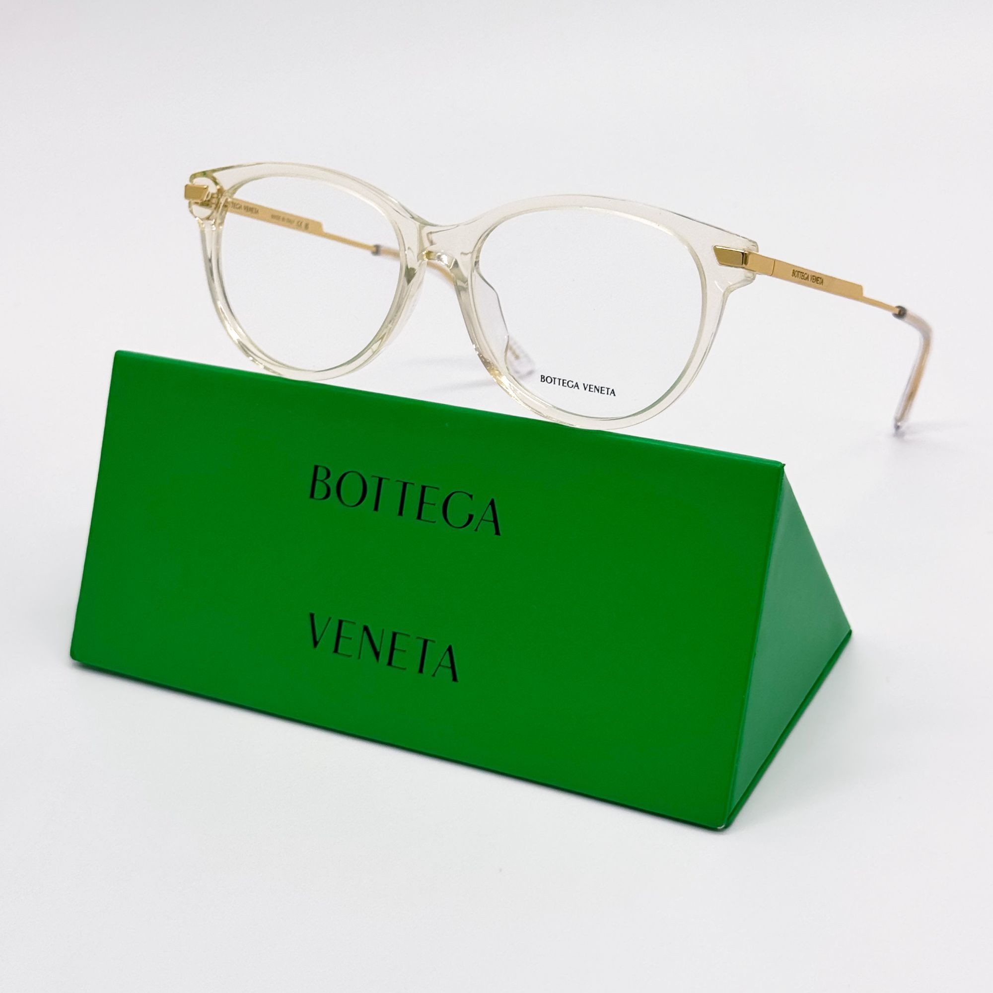 Bottega Veneta NEW BOTTEGA VENETA EYEGLASSES BV1039O 003 ROUND BEIGE TRANSP Size ONE SIZE - 1 Thumbnail