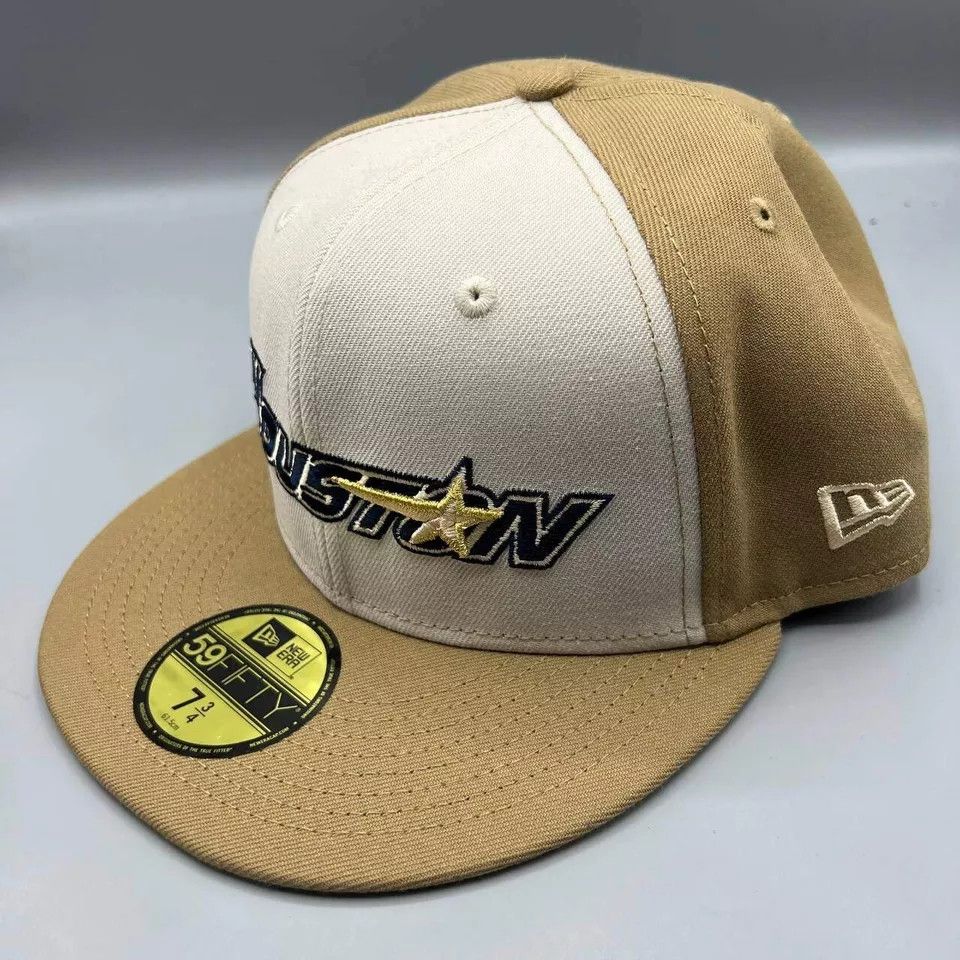 New Era Houston Astros Hat Men 7 3/4 59Fifty New Era MLB Fitted Cap Size ONE SIZE - 4 Thumbnail