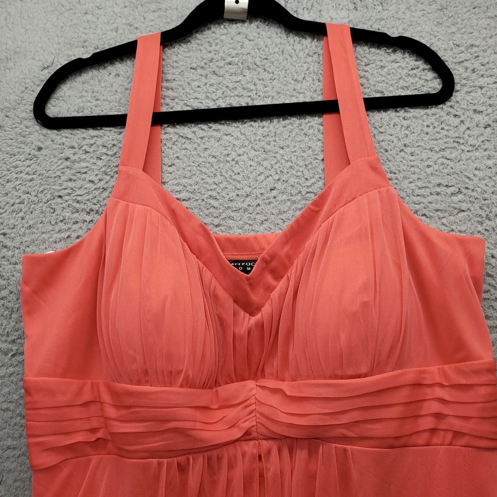Vintage En Focus Maxi Dress Womens Size 20W Orange Pleated Detail Wide Straps Wrap Front Cap Sleeve? Size 3XL / US 20-22 - 6 Thumbnail