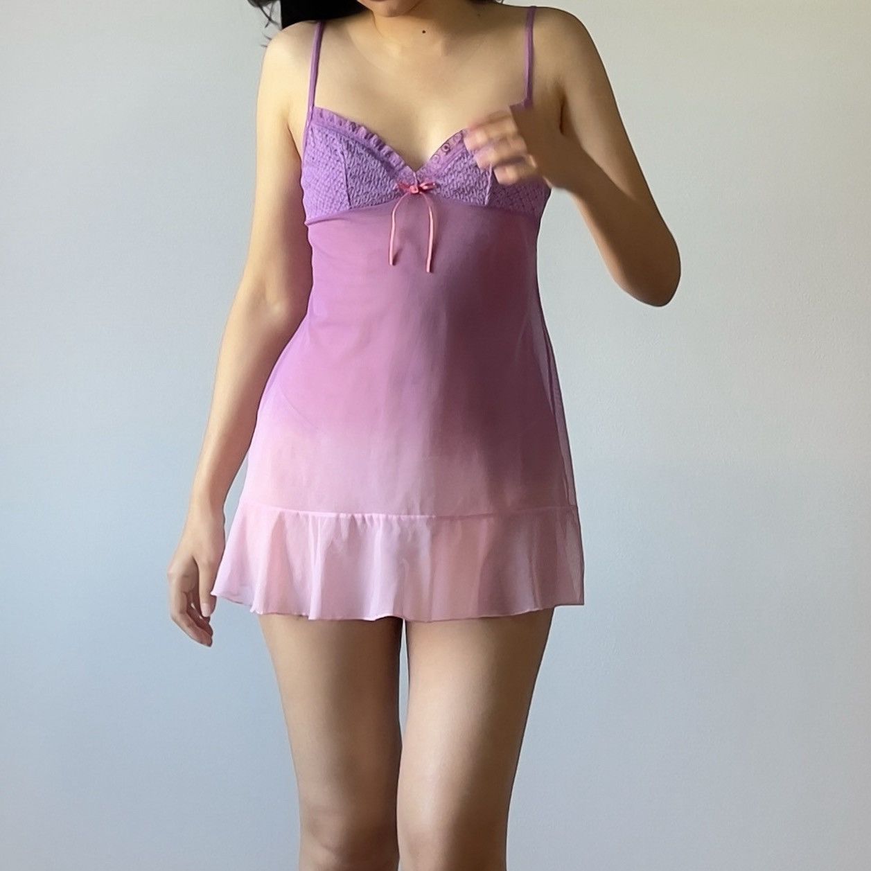Victoria's Secret Victoria’s Secret Purple Pink Mesh Slip Dress (M–L) Size L / US 10 / IT 46 - 3 Thumbnail
