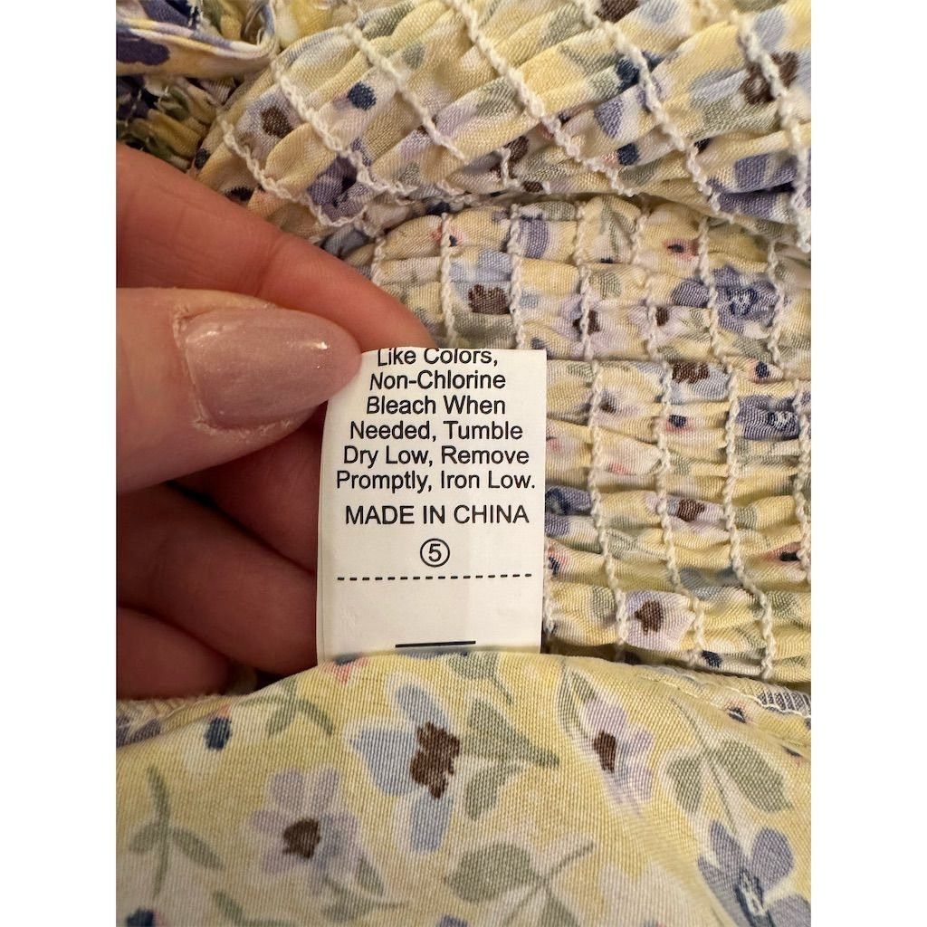 Shein SHEIN Women's M Yellow Floral Boho Ruched Cami Top Sleevele Size M / US 6-8 / IT 42-44 - 5 Thumbnail