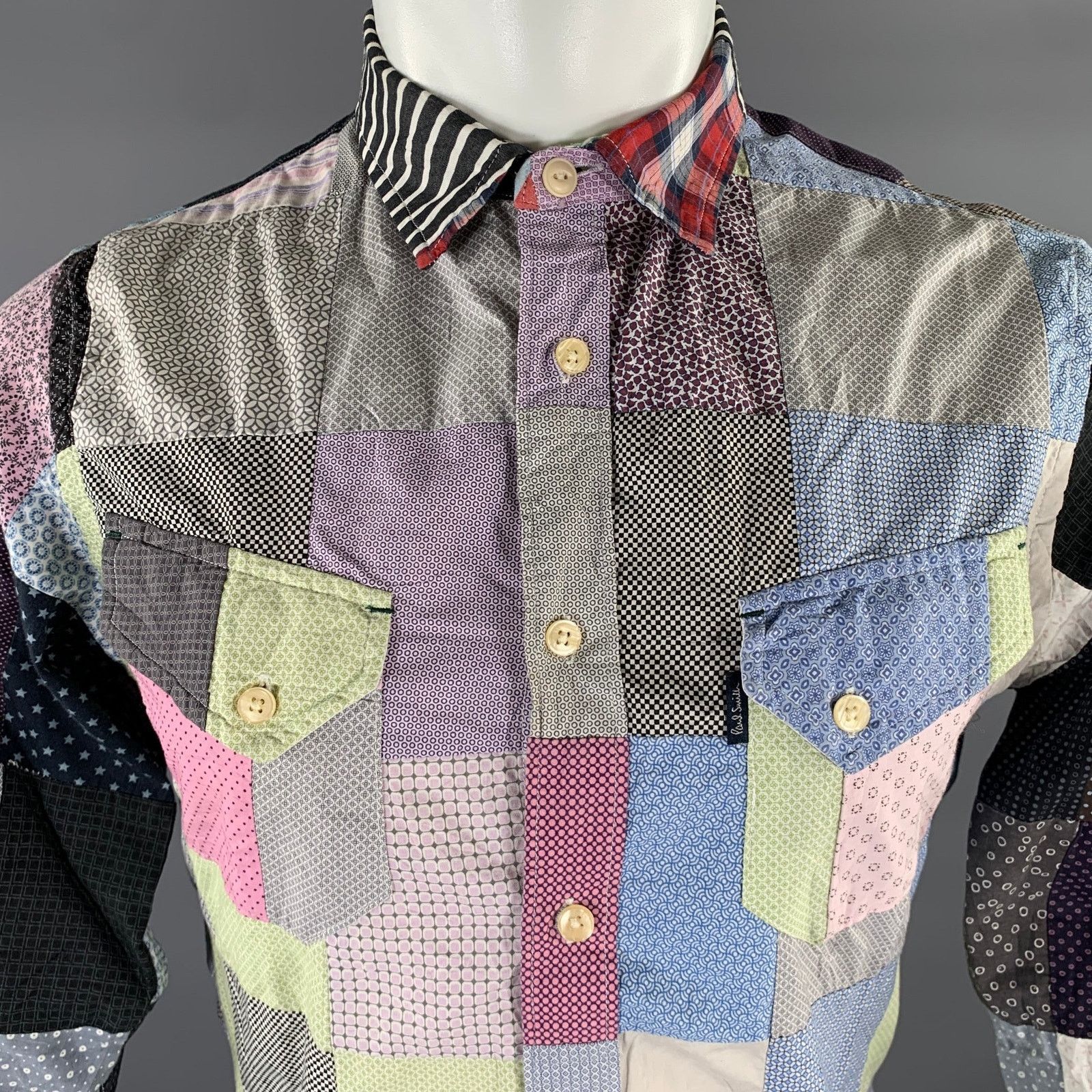 Paul Smith PAUL SMITH JEANS M Black Multi-Color Patchwork LS Shirt Size US M / EU 48-50 / 2 - 2 Thumbnail