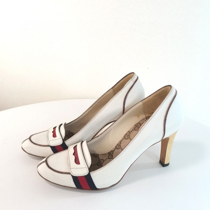 Gucci Gucci White Heels with Iconic Logo Detail - Size US 8 / IT 38 - 1 Thumbnail