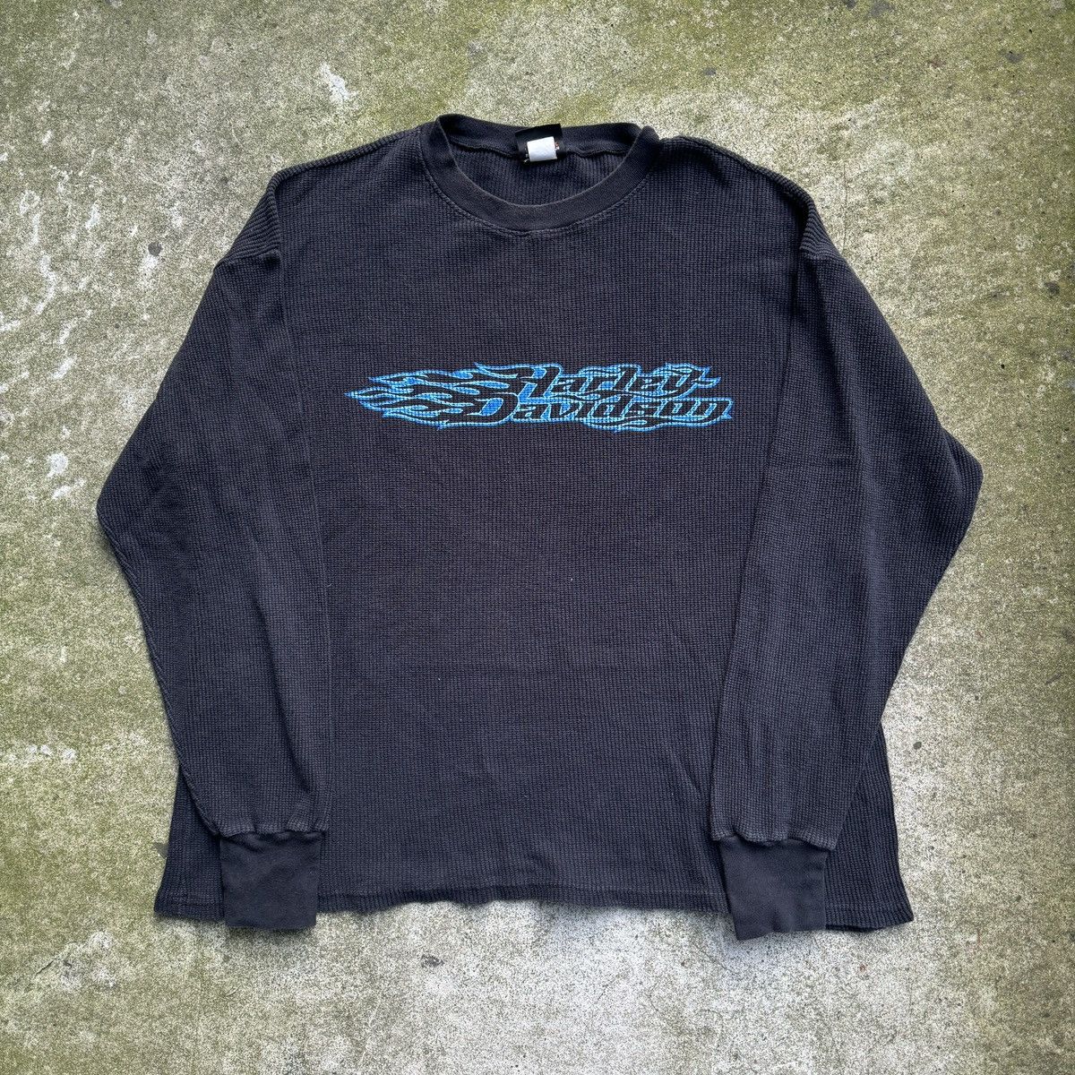 Harley Davidson VINTAGE HARLEY DAVIDSON FLAME LOGO THERMAL LONGSLEEVE NYC XL Size US XL / EU 56 / 4 - 1 Thumbnail