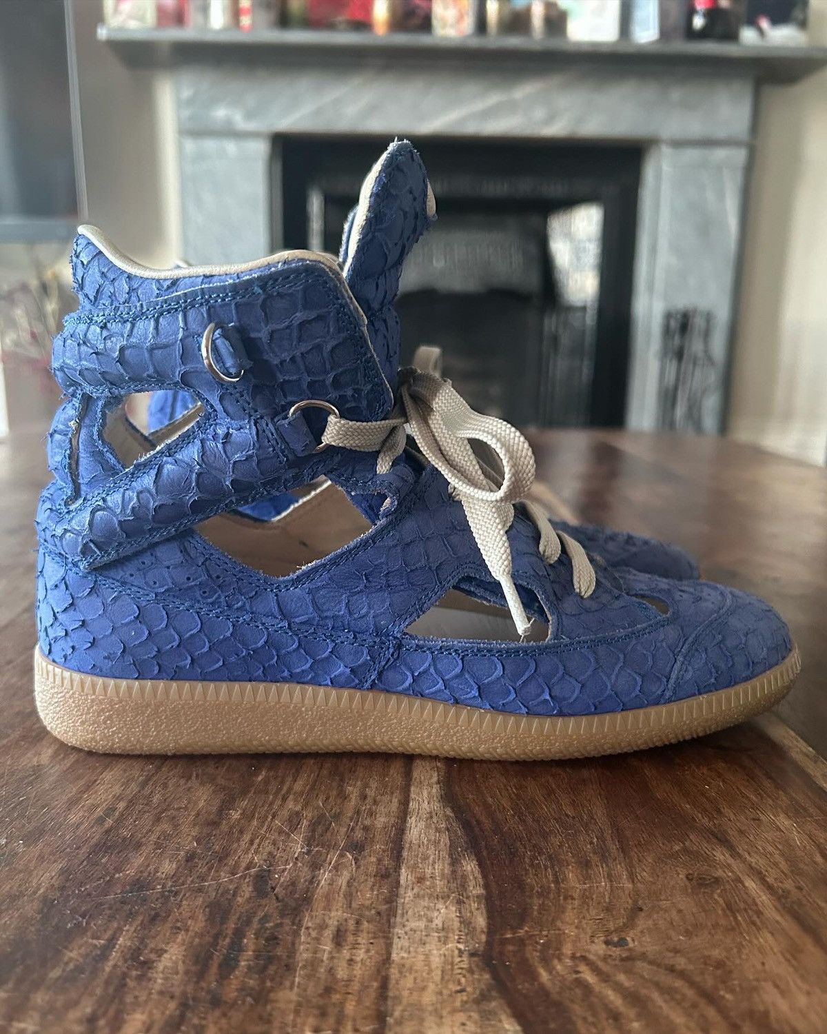 Maison Margiela Maison Margiela Embossed Suede Cut Out Hightop Sneakers Size US 4 / IT 34 - 4 Thumbnail