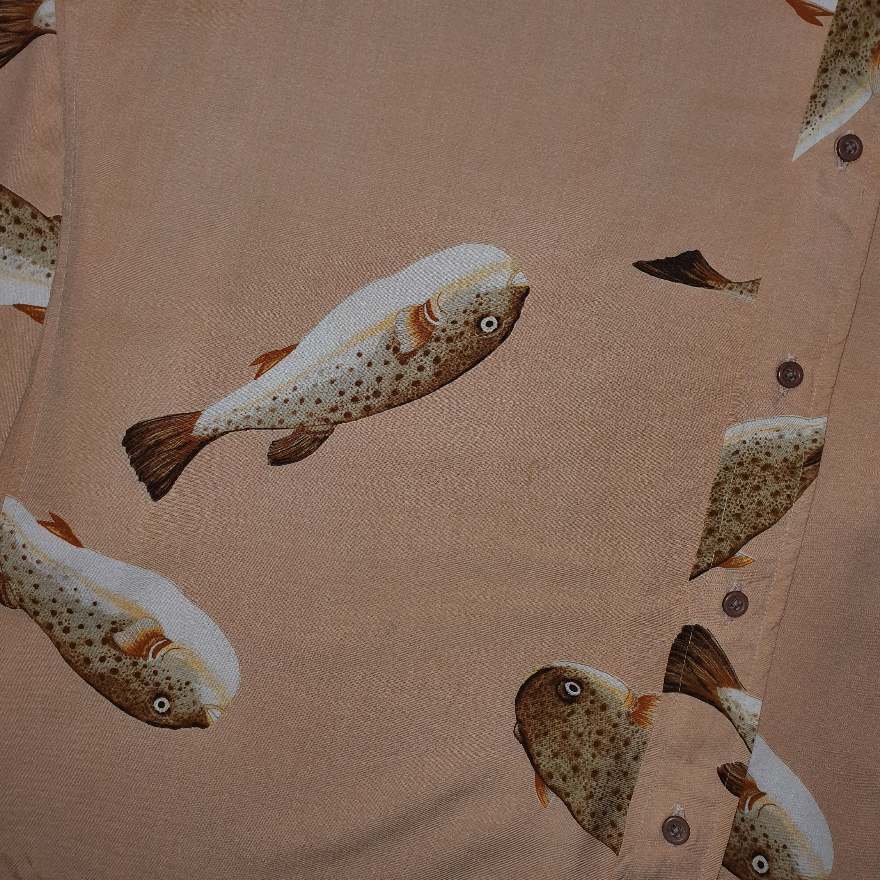 Karl Helmut Vintage Karl Helmut 1990s Puffer Fish Rayon shirt L Size US L / EU 52-54 / 3 - 6 Thumbnail