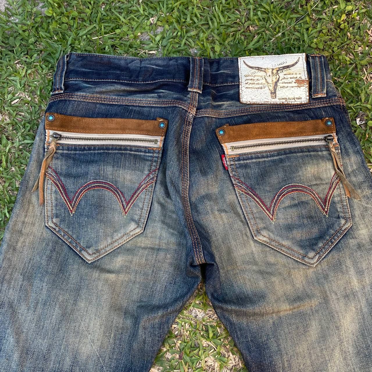 Edwin Vintage Edwin Buffalo Blue Trip Distressed Flare Jeans LGB Size US 34 / EU 50 - 4 Thumbnail