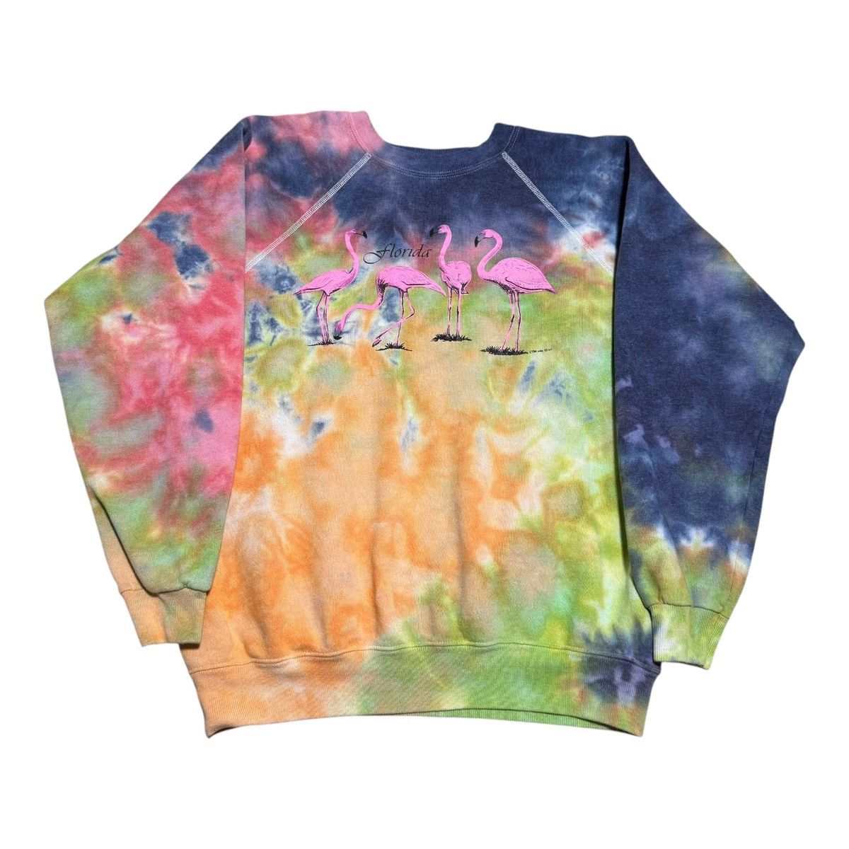 Hanes × Vintage Vintage 80s Florida Flamingo Tye Dye Sweatshirt Adult Small Size US S / EU 44-46 / 1 - 1 Thumbnail
