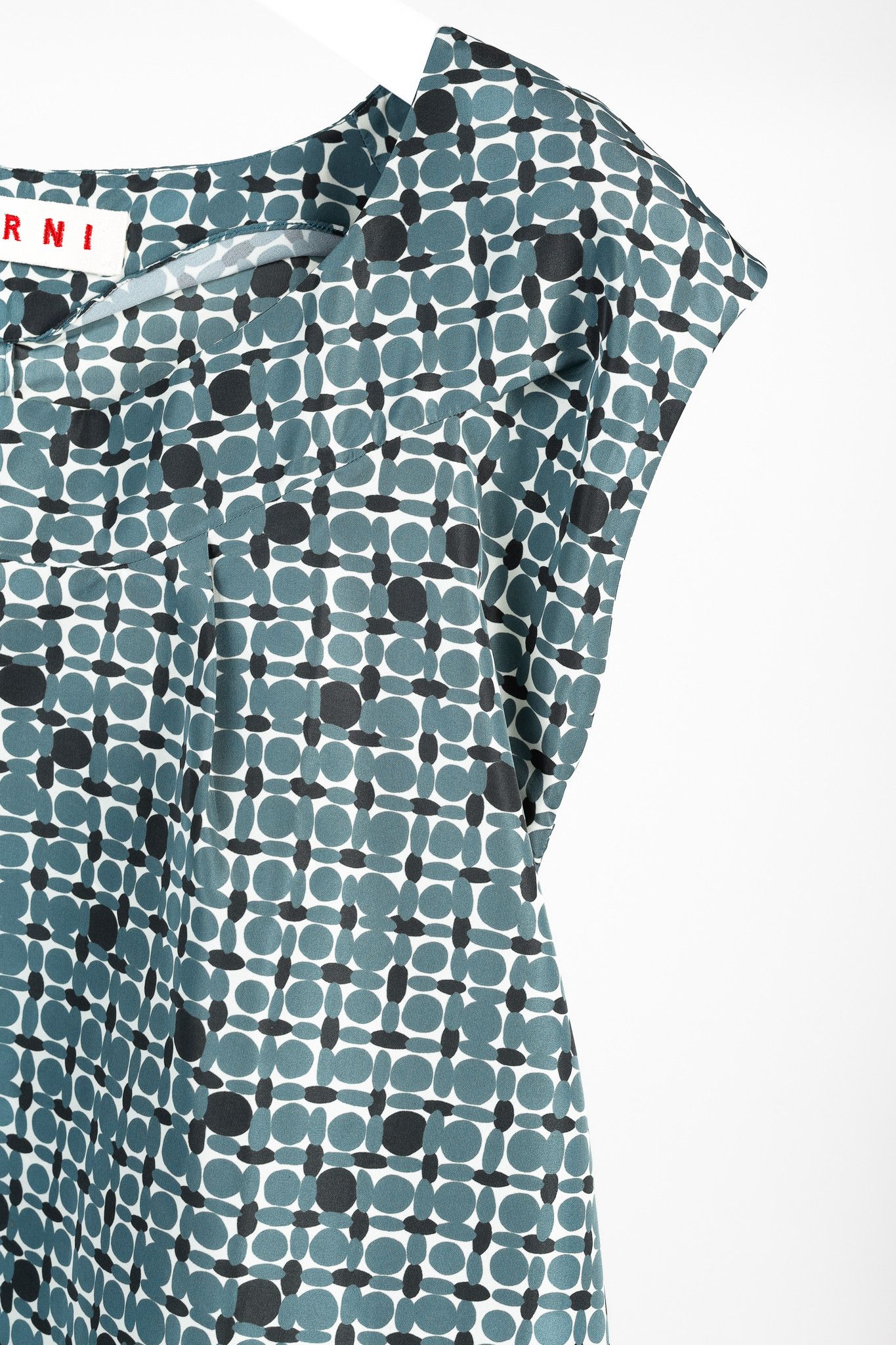 Marni Marni Teal Geometric-Printed Cap-Sleeve Blouse Size S / US 4 / IT 40 - 5 Thumbnail