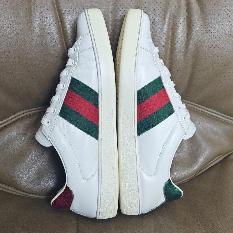 Gucci Gucci Ace Leather Sneakers in White and Green Size US 8 / EU 41 - 6 Thumbnail
