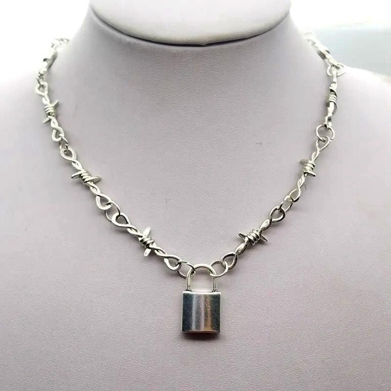 Other Padlock Necklace Chunky Stainless Steel Chain Choker y2k Size ONE SIZE - 1 Thumbnail