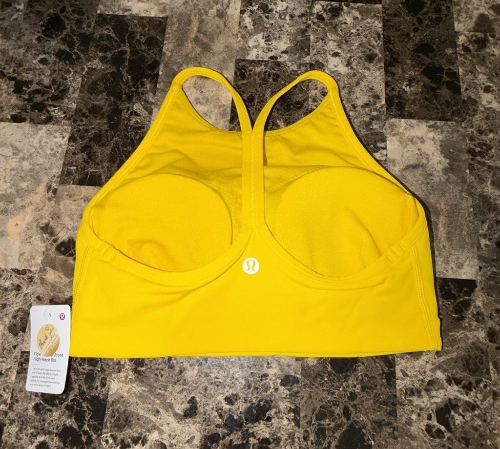 Lululemon LULULEMON FLOW Y WRAP FRONT HIGH NECK BRA MAIZE YELLOW Sz 4 Size ONE SIZE - 7 Thumbnail