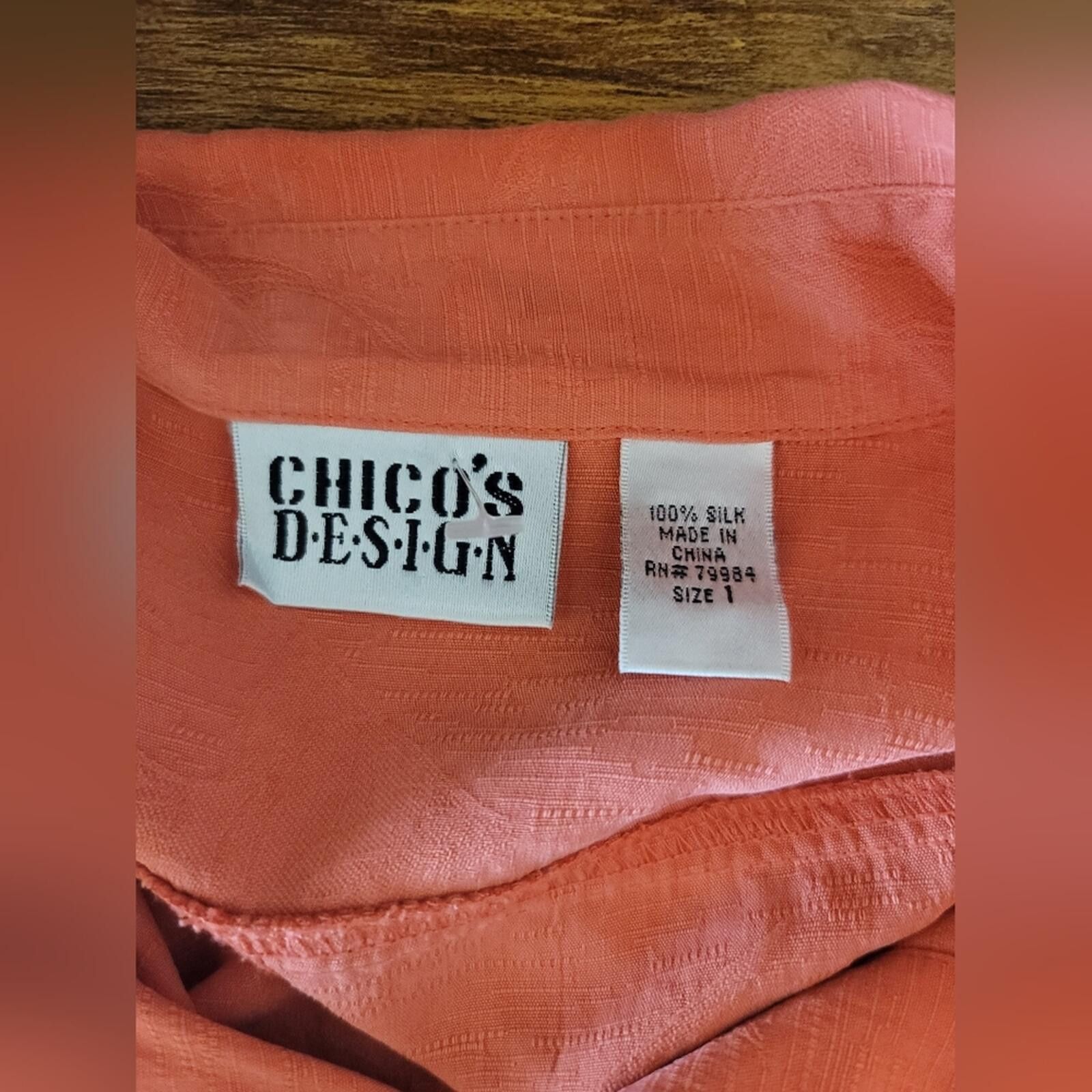 Chicos Chico's Design Coral 100% Silk Blouse Coastal Sz 0 (US 4) Size S / US 4 / IT 40 - 2 Thumbnail