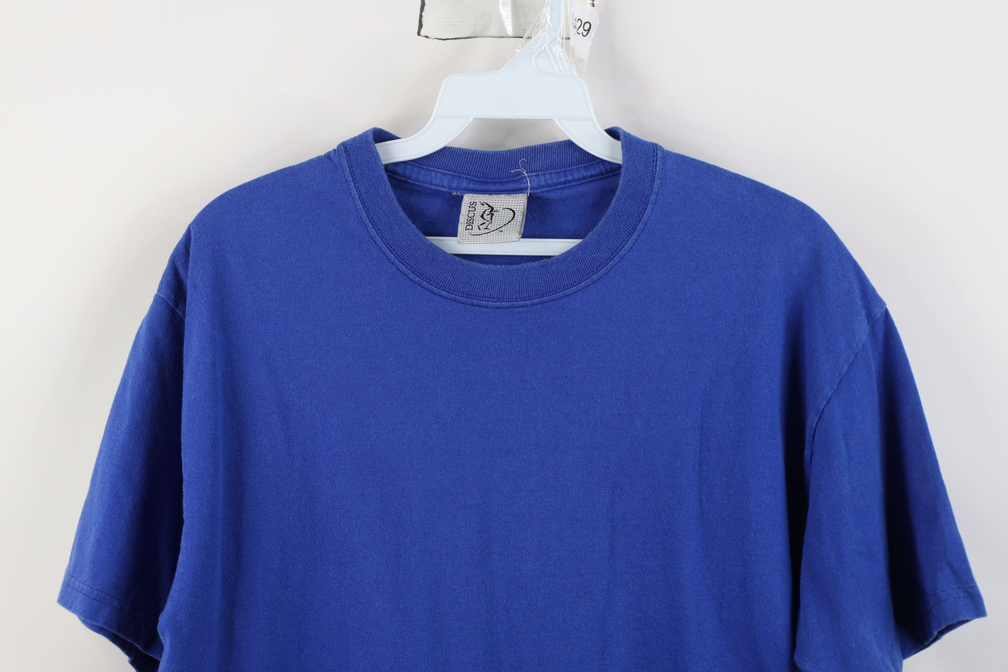 Vintage Vintage 90s Streetwear Blank Heavyweight Cotton T-Shirt Blue Size US M / EU 48-50 / 2 - 2 Thumbnail