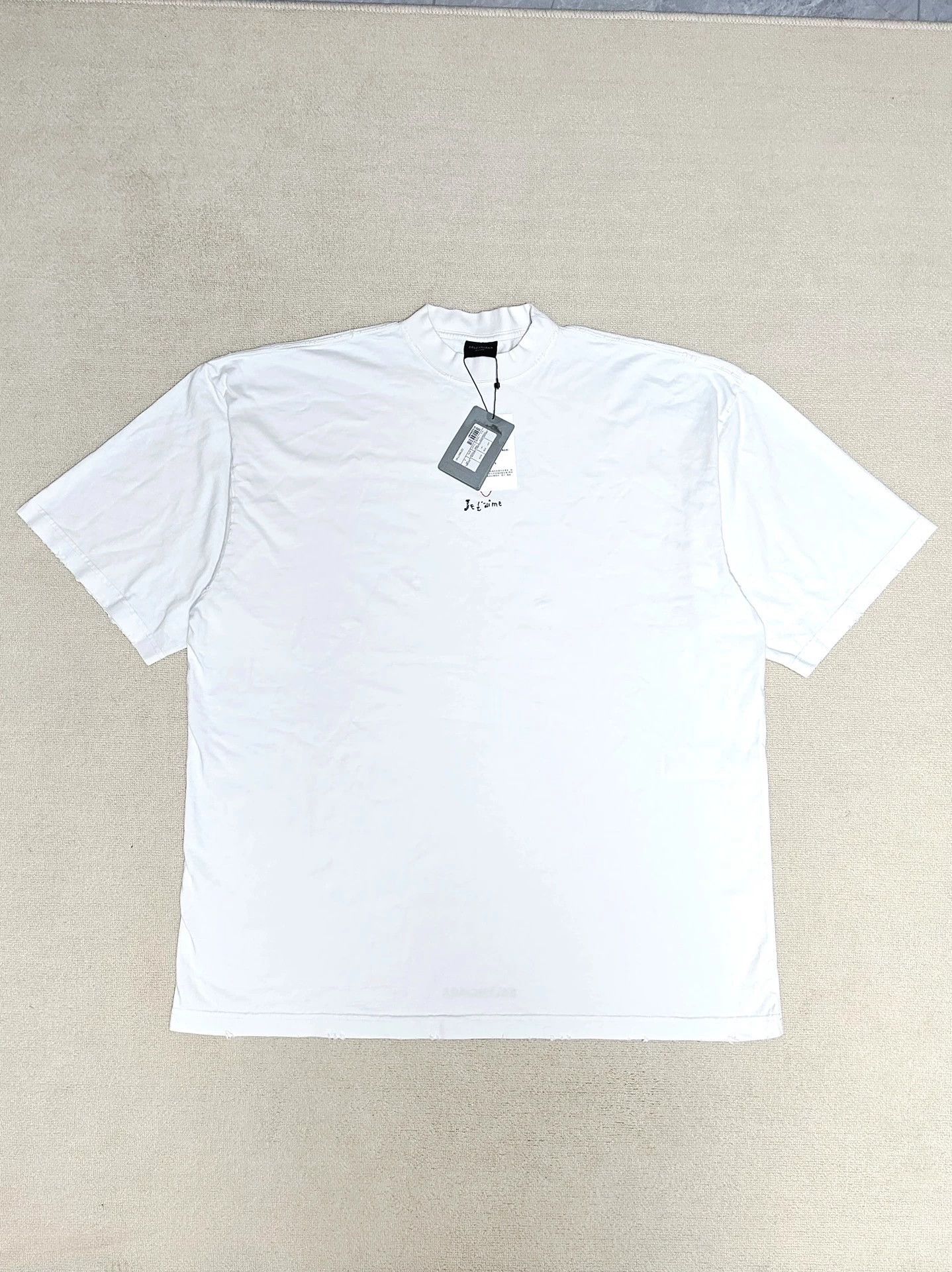 Balenciaga 24ss Qixi Love Embroidery Slogan Small Logo Minimal Destruction Short Sleeve