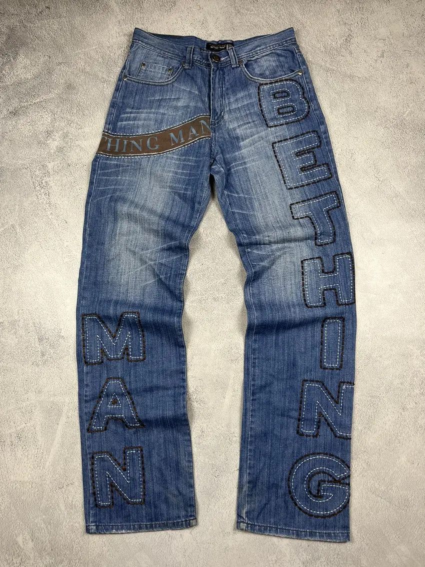 Pre-owned Archival Clothing X Vintage Jeans Dirty Pants Bething Man Thrashed Y2k Distressed In Blue