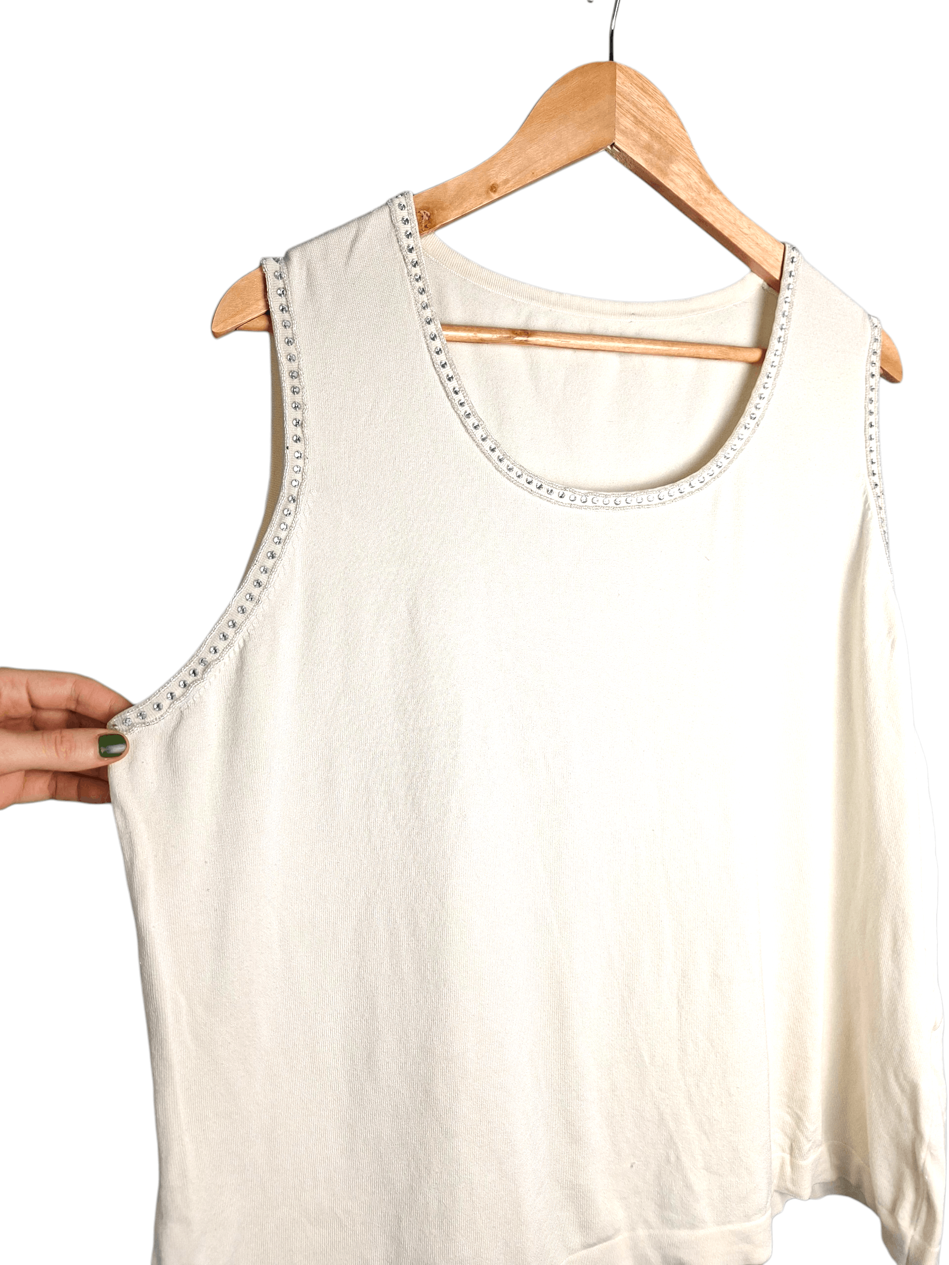 Marina Rinaldi Marina Rinaldi Silk Blend Beaded Knit Tank Top Camisole XL Size XL / US 12-14 / IT 48-50 - 2 Thumbnail