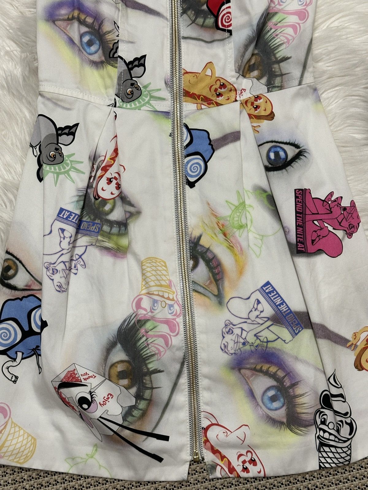 Kenzo Kenzo White Printed Cotton Zip Front Mini Dress limited Size XS / US 0-2 / IT 36-38 - 4 Thumbnail