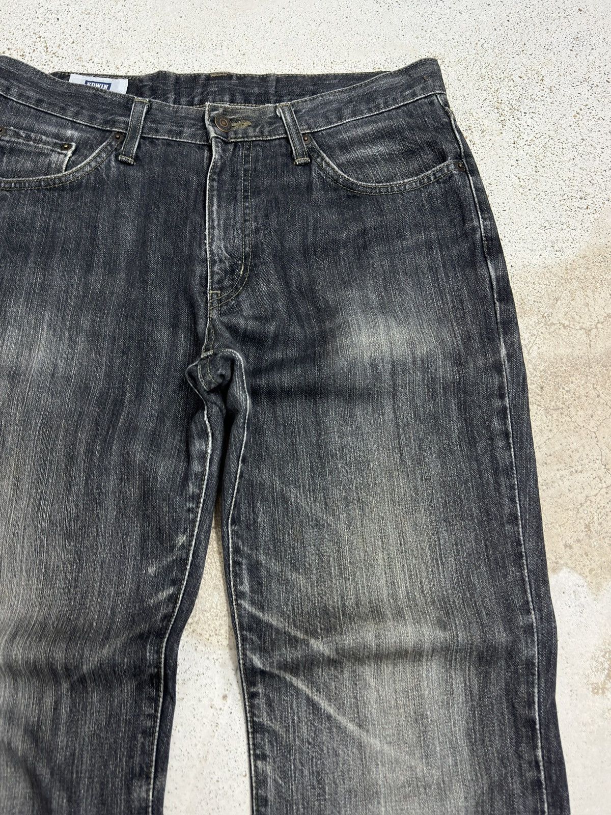 Edwin Vintage Edwin402 Black Faded Distressed Denim Size US 31 - 5 Thumbnail