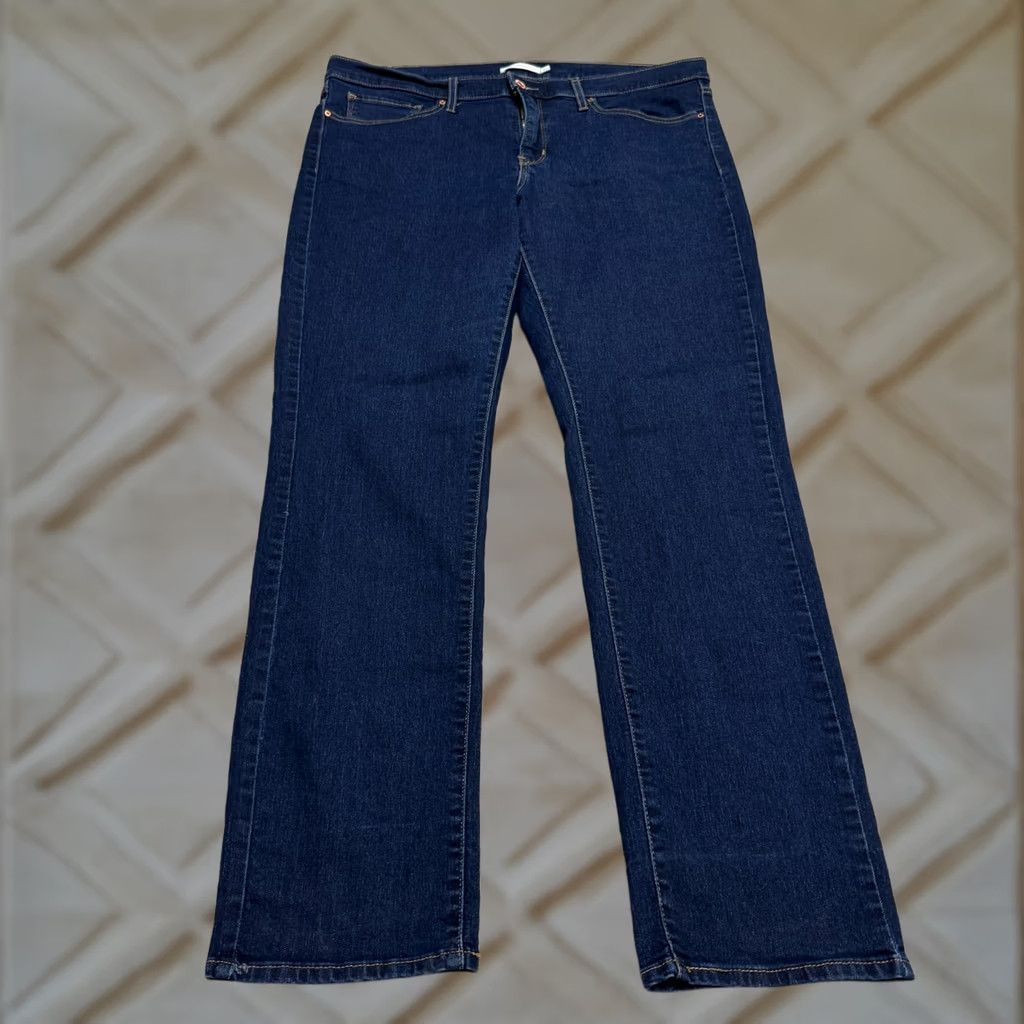 Levi's Levi's 314 Shaping Straight Denim Jeans Women 34 Blue Dark Wash Mid Rise Stretch Blue Size 24" / US 00 / IT 34 - 1 Thumbnail