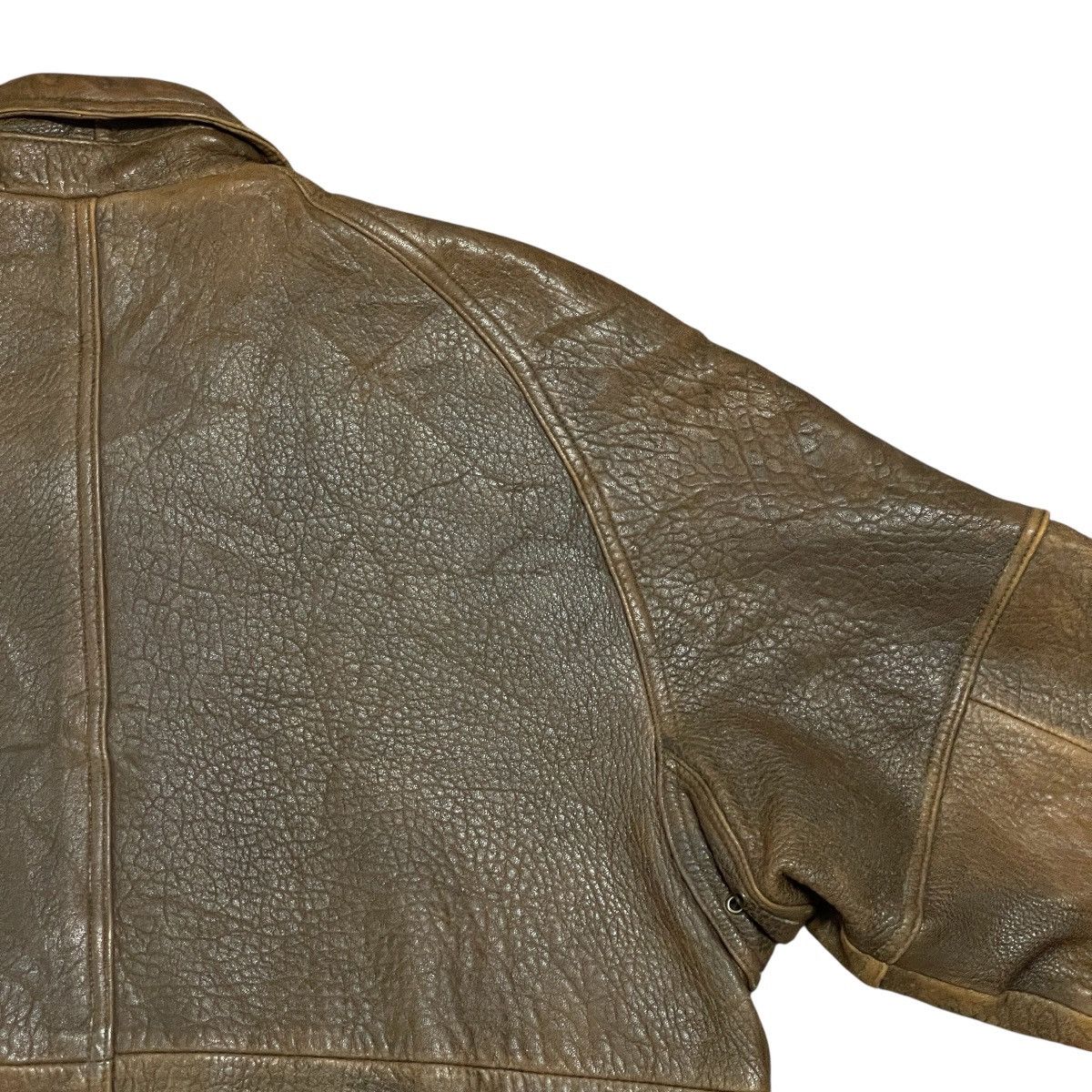 Vintage Vintage 90s Distressed Brown Sheep Leather A-2 Bomber Jacket Size US L / EU 52-54 / 3 - 12 Thumbnail
