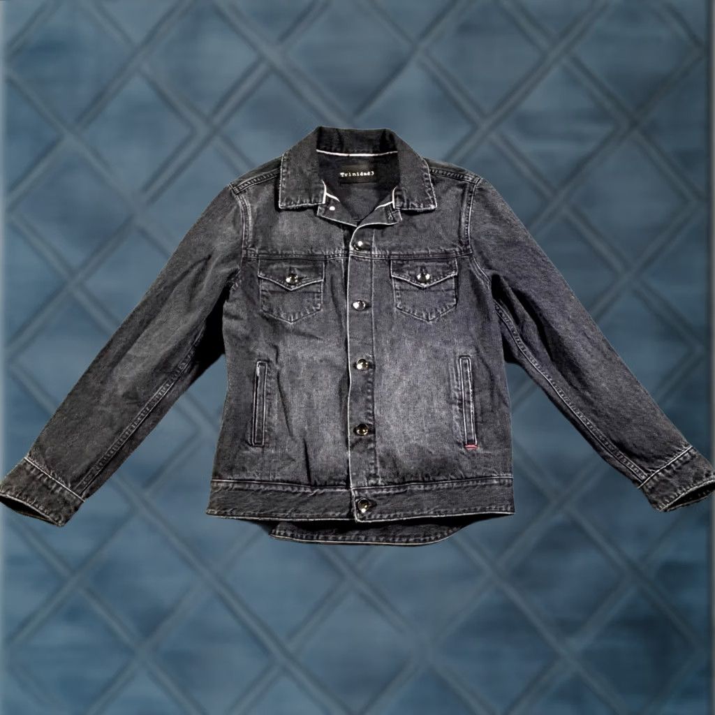 Denime Trinidad3 Mens Trucker Jacket Denim Gray Medium Front Button Streetwear Jacket Size US M / EU 48-50 / 2 - 1 Thumbnail