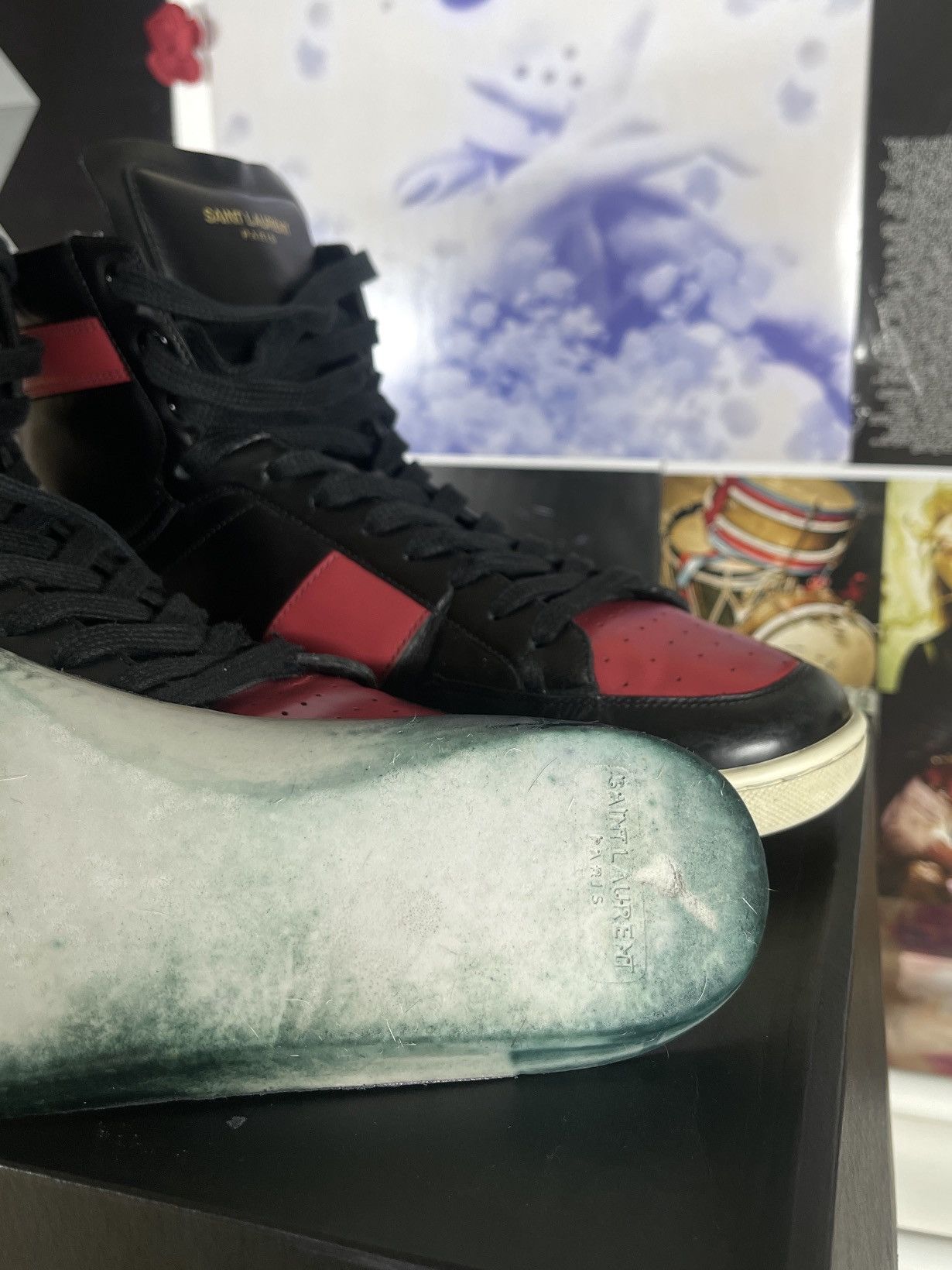 Saint Laurent Paris SL/10H Black/Red Leather High Sneakers Size US 9 / EU 42 - 12 Thumbnail