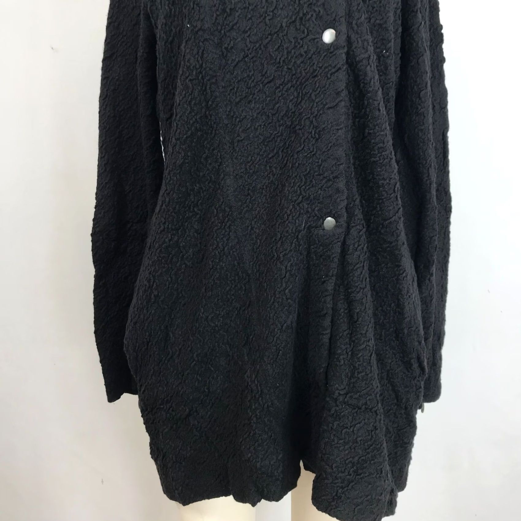Eileen Fisher EILEEN FISHER Jacket Womens M Black Snap Closure Collared Textured Casual Size M / US 6-8 / IT 42-44 - 3 Thumbnail
