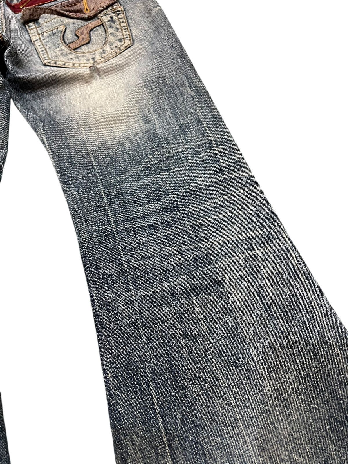 Japanese Brand Vintage Semantic Design Ditressed Flare Mudwash Jean Size US 31 - 14 Thumbnail