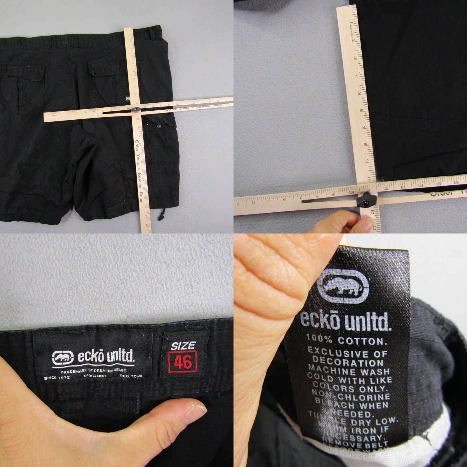Ecko Unltd. Ecko Unltd Shorts Mens 46 Black Cargo Rip Stop Baggy Drawstrings Hip Hop Y2K Size US 32 / EU 48 - 8 Thumbnail