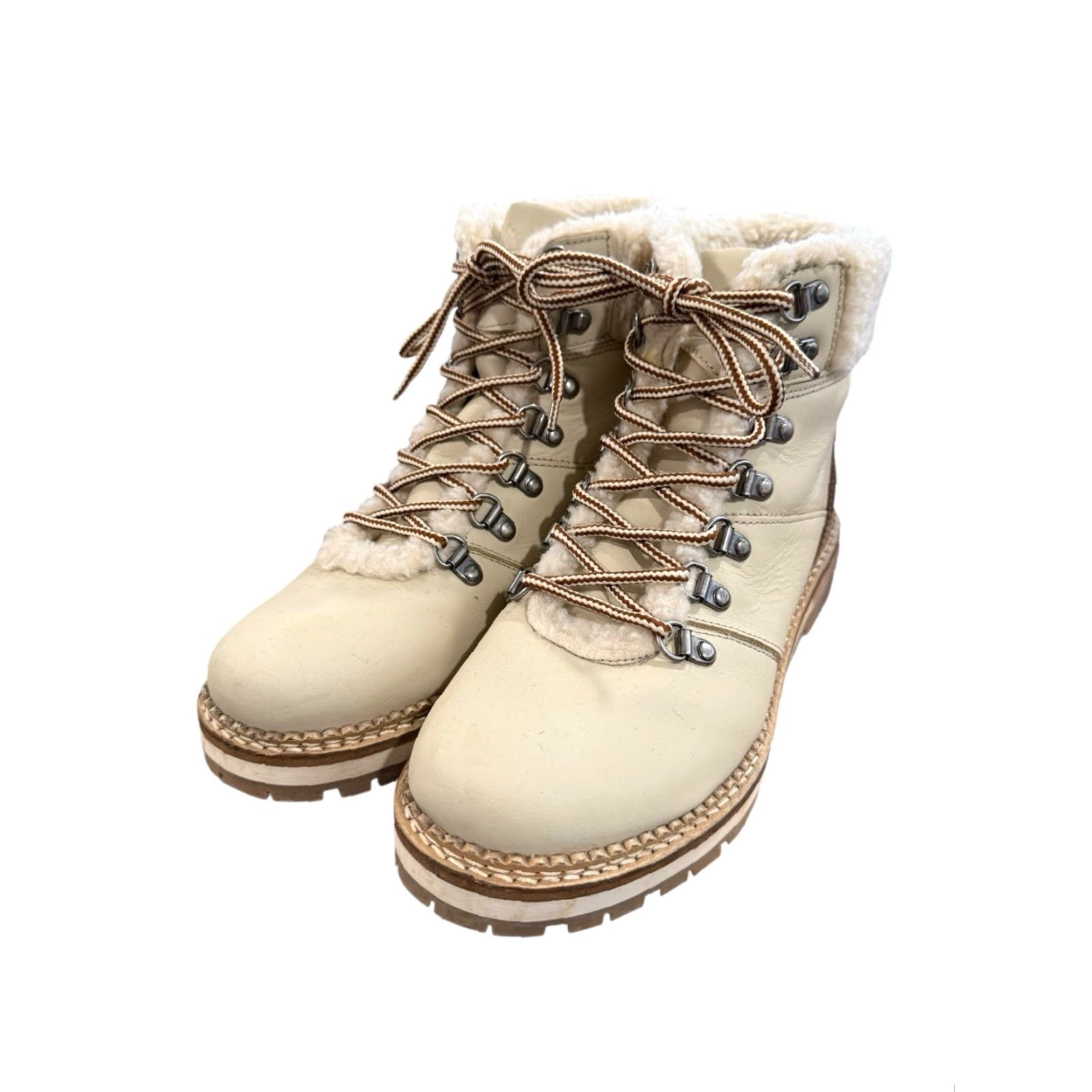 Vintage Alpine Design Beige Faux Shearling Holly Leather Hiking Boots Size 9.5 Women Size US 10 / IT 40 - 2 Thumbnail