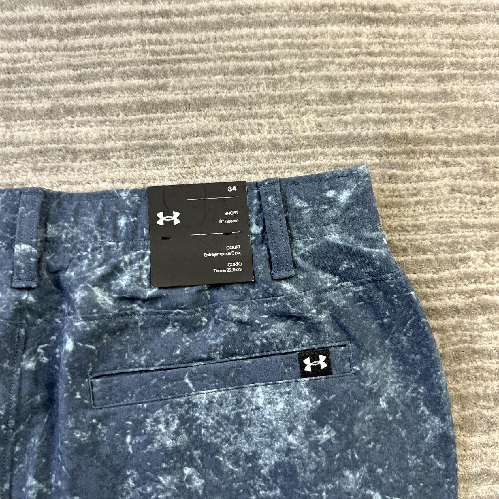 Under Armour Under Armour Shorts Mens 34 Blue Printed All Over Print Performance Golf Chino Casual Mens 34 Blue Logo Pockets Size US 34 / EU 50 - 4 Thumbnail