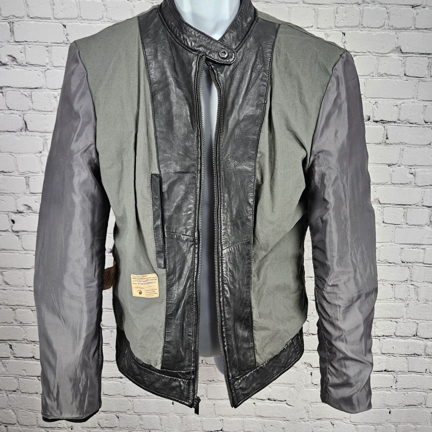 GOOSECRAFT Goosecraft Jacket Black Genuine Leather Short Moto Quilted Cotton Lined Zip Pockets Bands Collar Men M 41in Chest Size US M / EU 48-50 / 2 - 7 Thumbnail