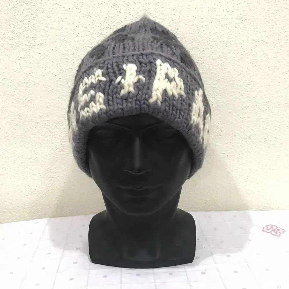 Japanese Brand Papas Spellout Knit Najavo Design Beanie Hat Size ONE SIZE - 3 Thumbnail