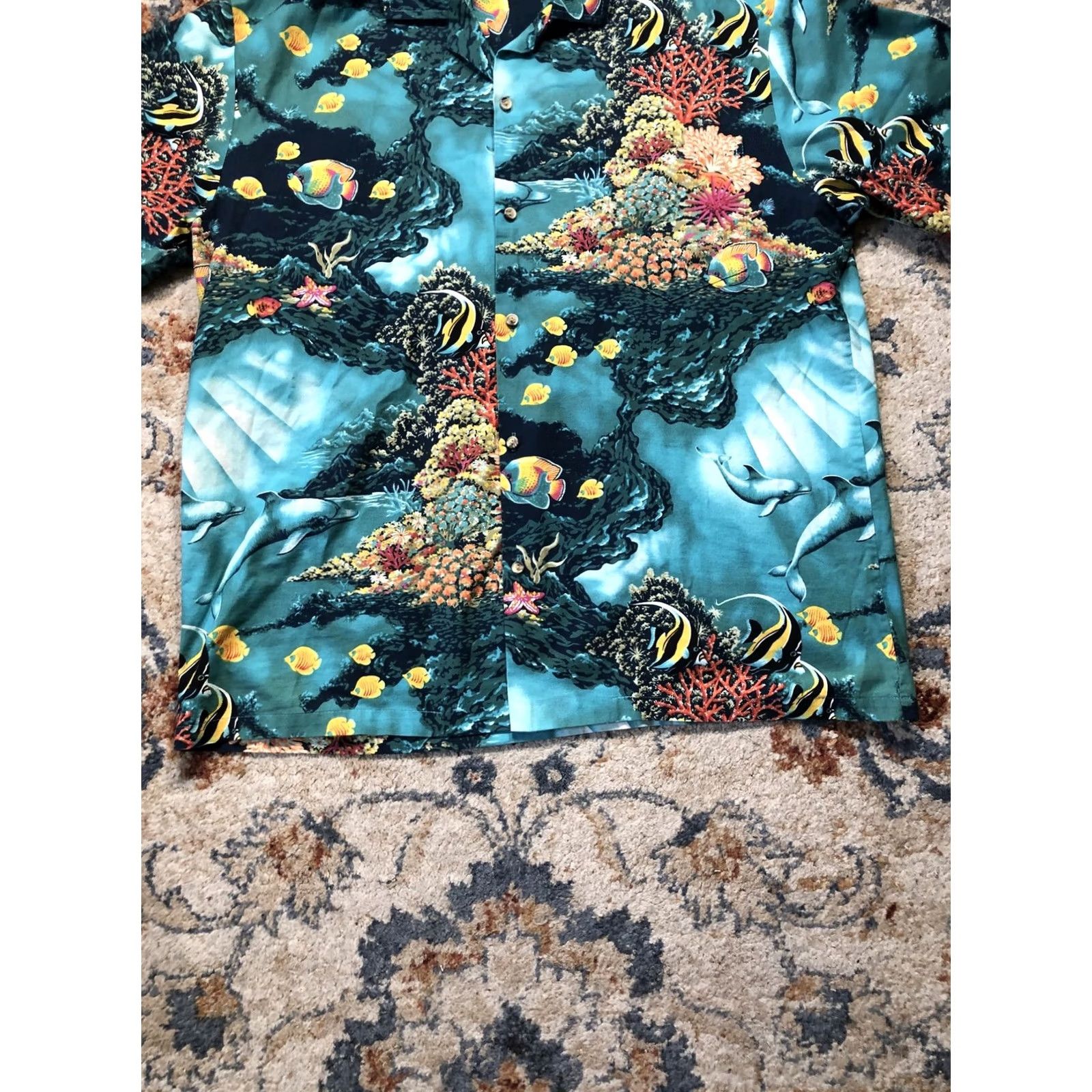 Evergreen Evergreen Island Hawaiian Shirt Mens Large Ocean Fish Coral Dolphin Tropical Size US L / EU 52-54 / 3 - 5 Thumbnail