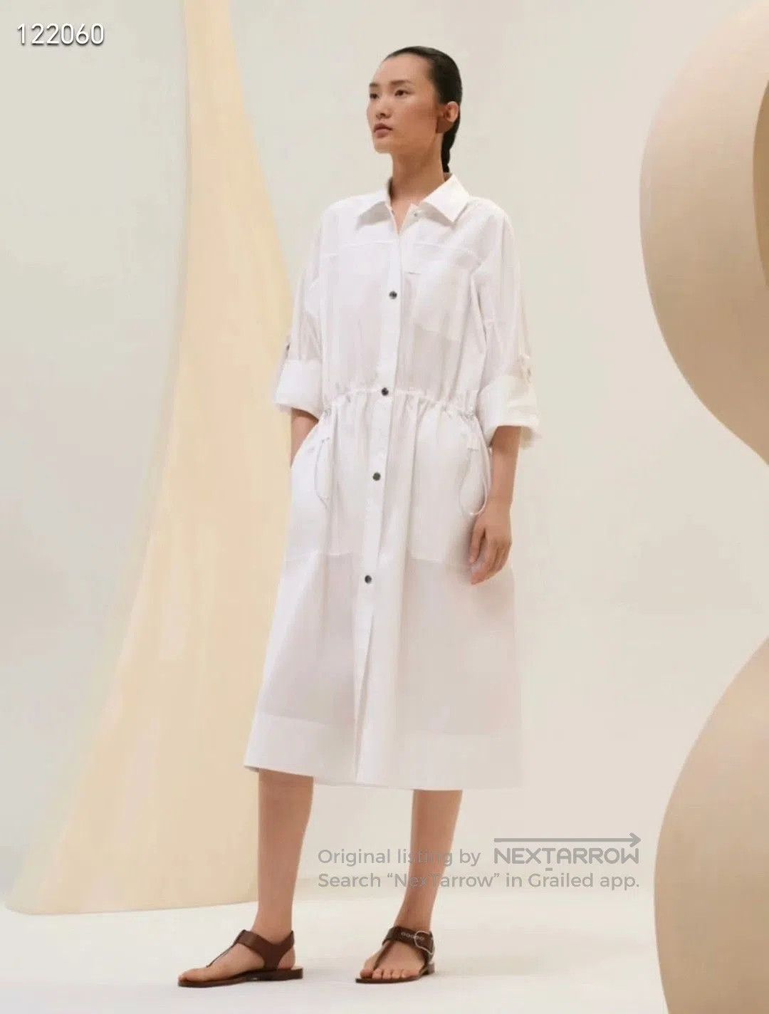Hermes Hermes White Drawstring Dress. Size XXS / US 00 / IT 34 - 8 Thumbnail