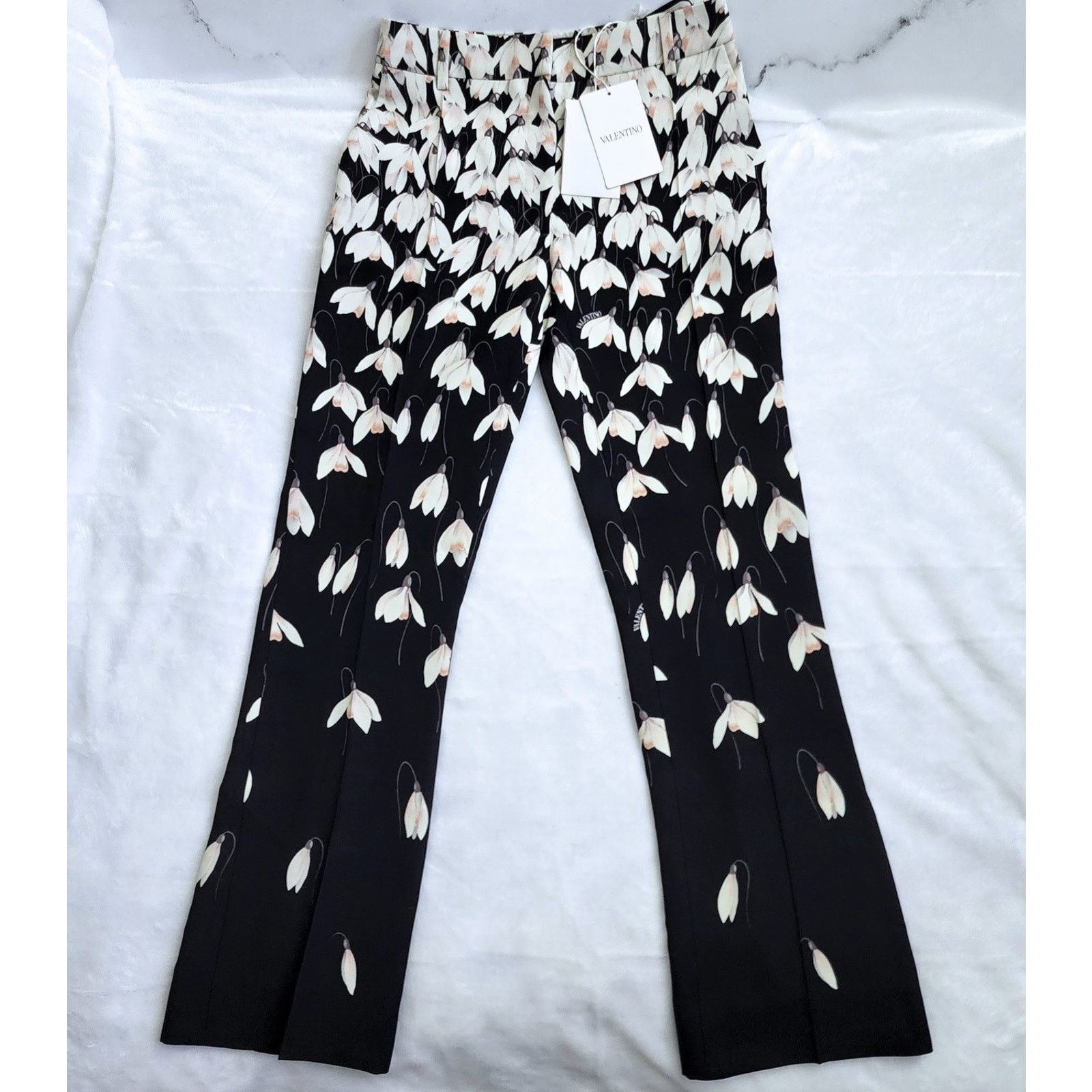 Valentino Valentino Snowdrop Crepe Couture Floral Trousers MSRP $2200 Size 26" / US 2 / IT 38 - 1 Thumbnail