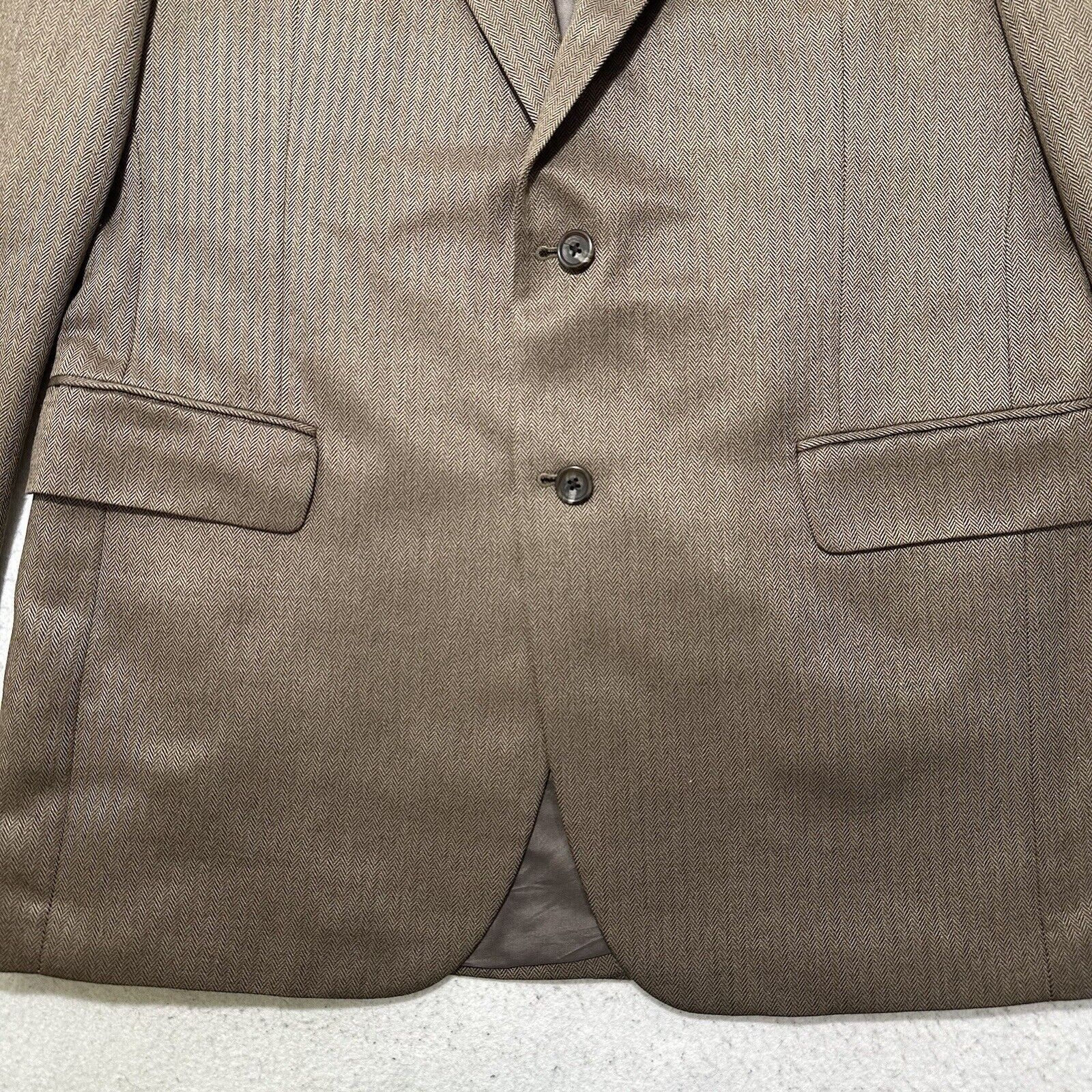 Jos. A. Bank Jos. A. Bank 42R Silk + Camel Hair Herringbone Suit Jacket Size 42R - 3 Thumbnail