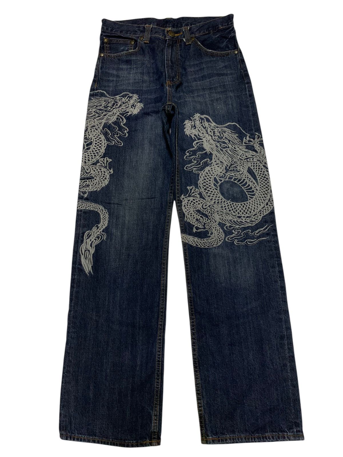 JAPANESE BIG DRAGON EMBROIDERED LIKE KARAKURI TAMASHI DENIM