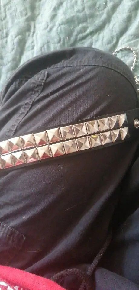 Other Spike Bracelet Black Wide Leather Punk Bracelet Size ONE SIZE - 4 Thumbnail